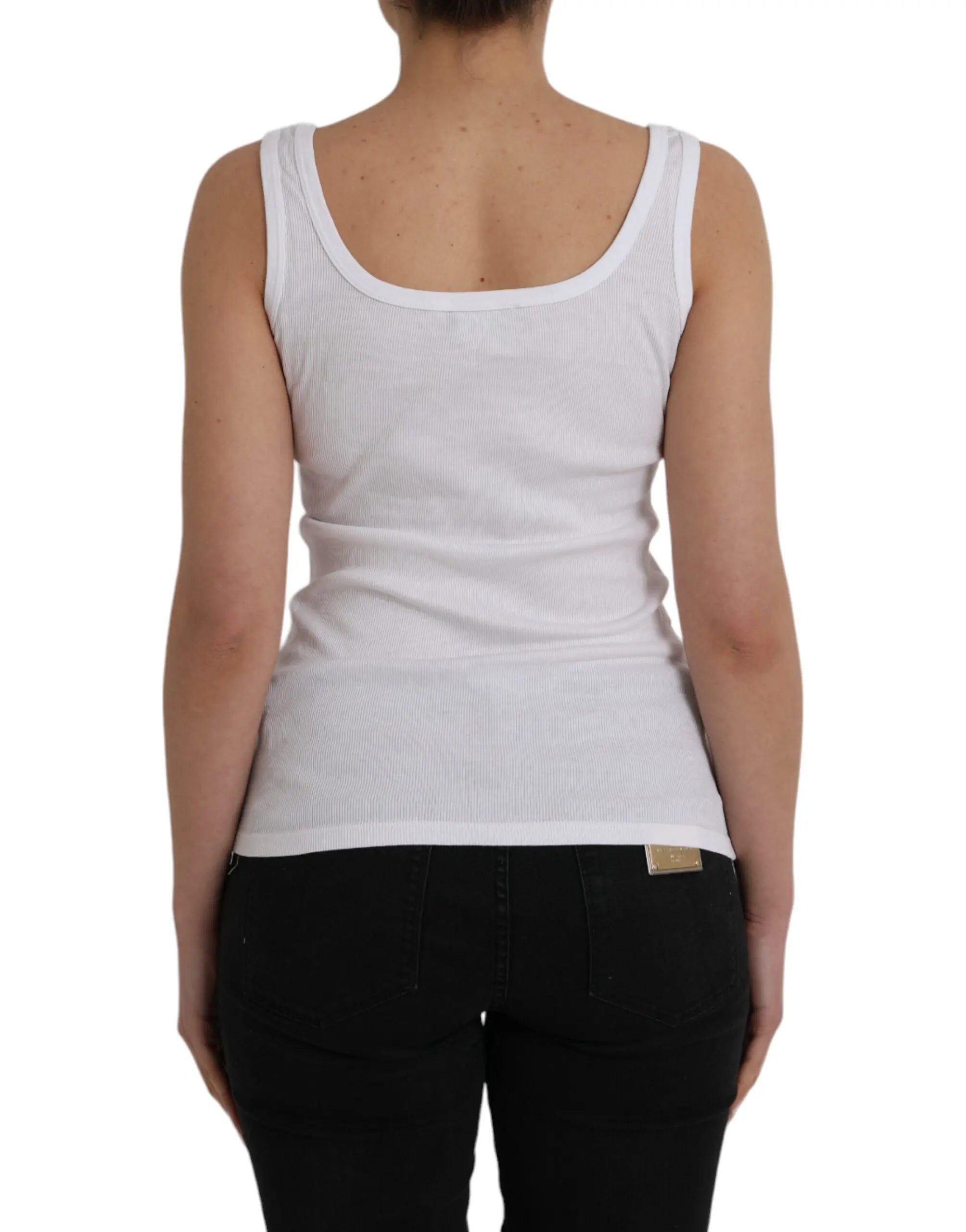 Ermanno Scervino White Cotton Sleevelesss Tank Casual Top LUNESCAPE