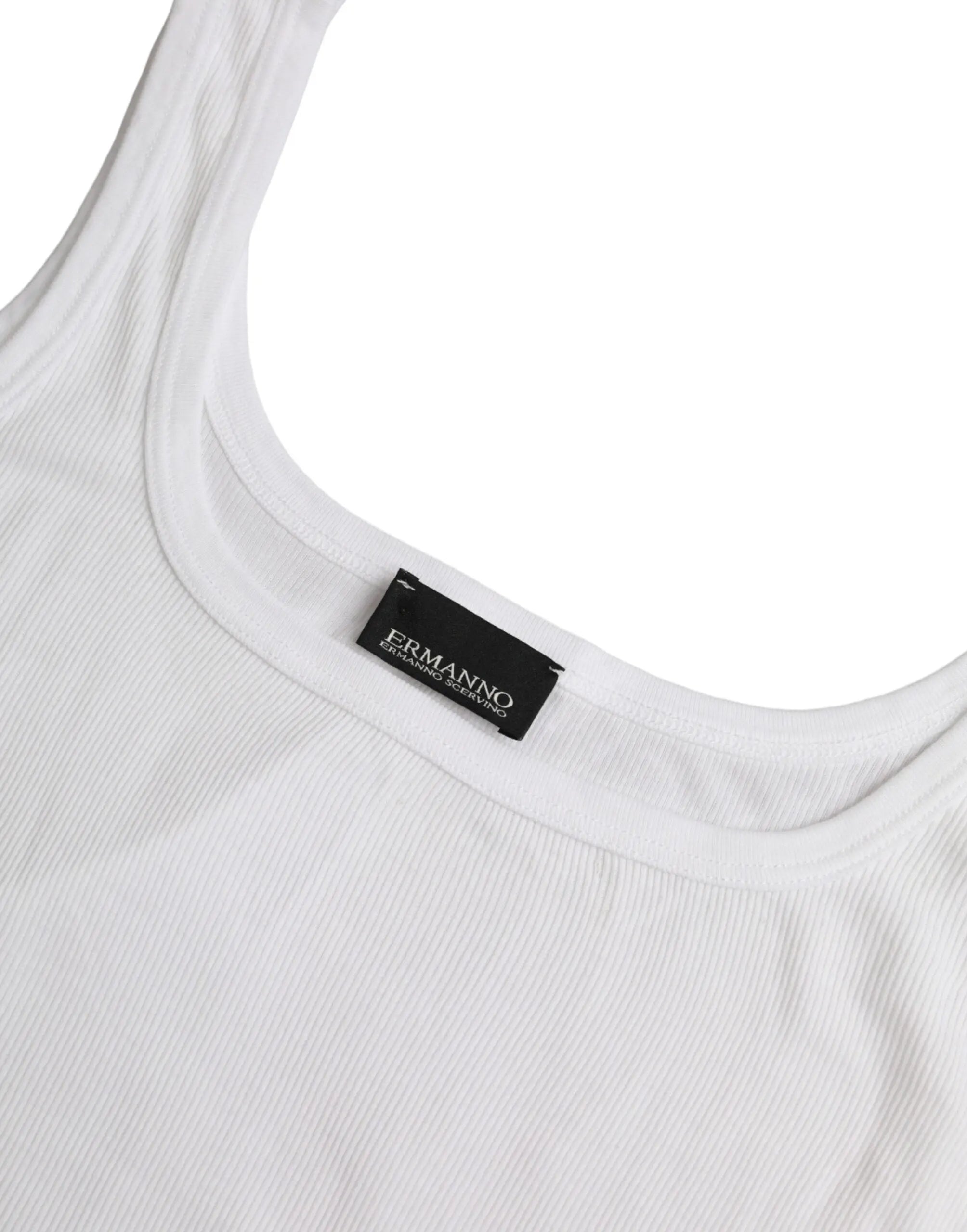 Ermanno Scervino White Cotton Sleevelesss Tank Casual Top LUNESCAPE