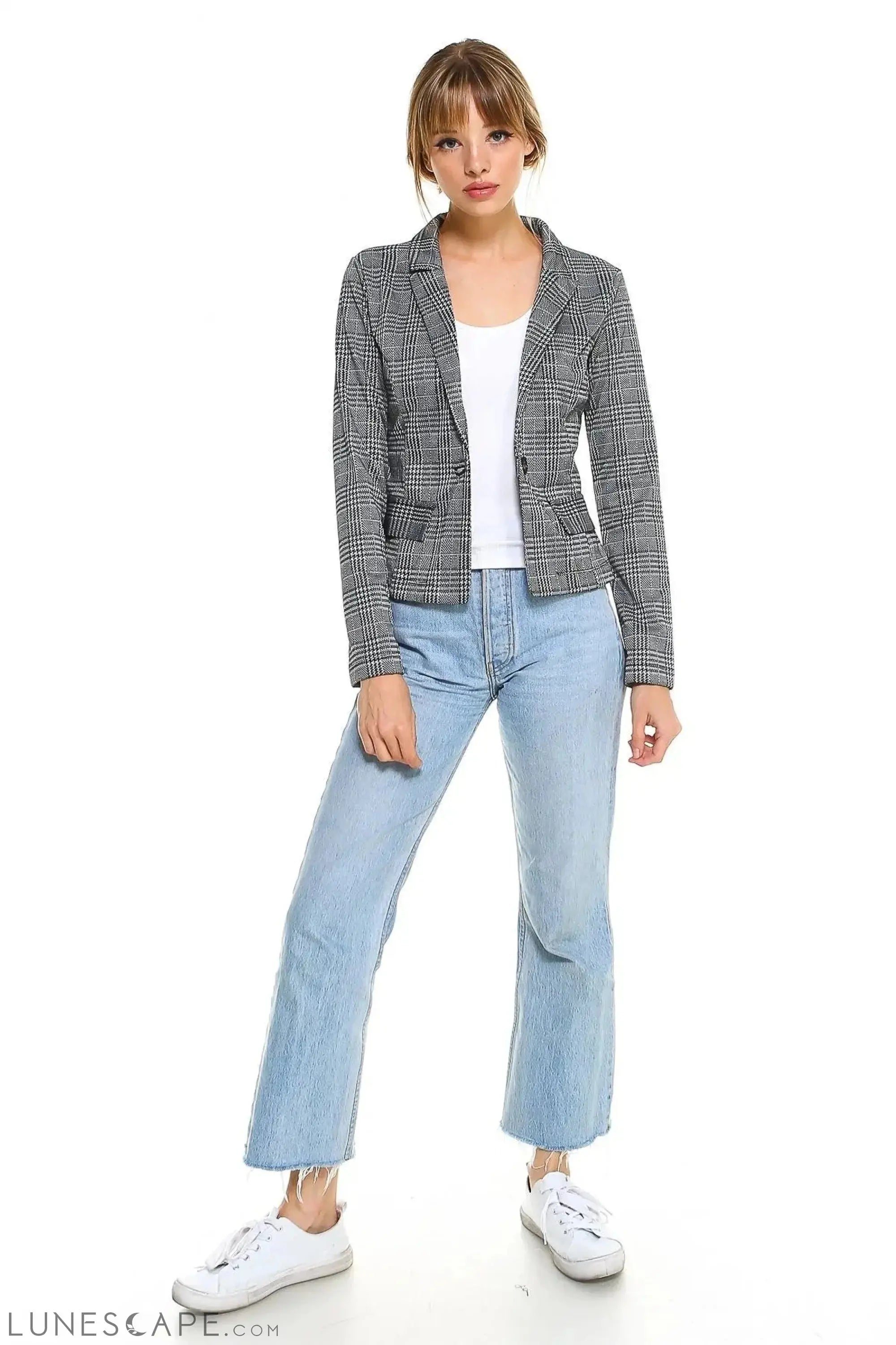 Fitted Plaid Blazer LUNESCAPE