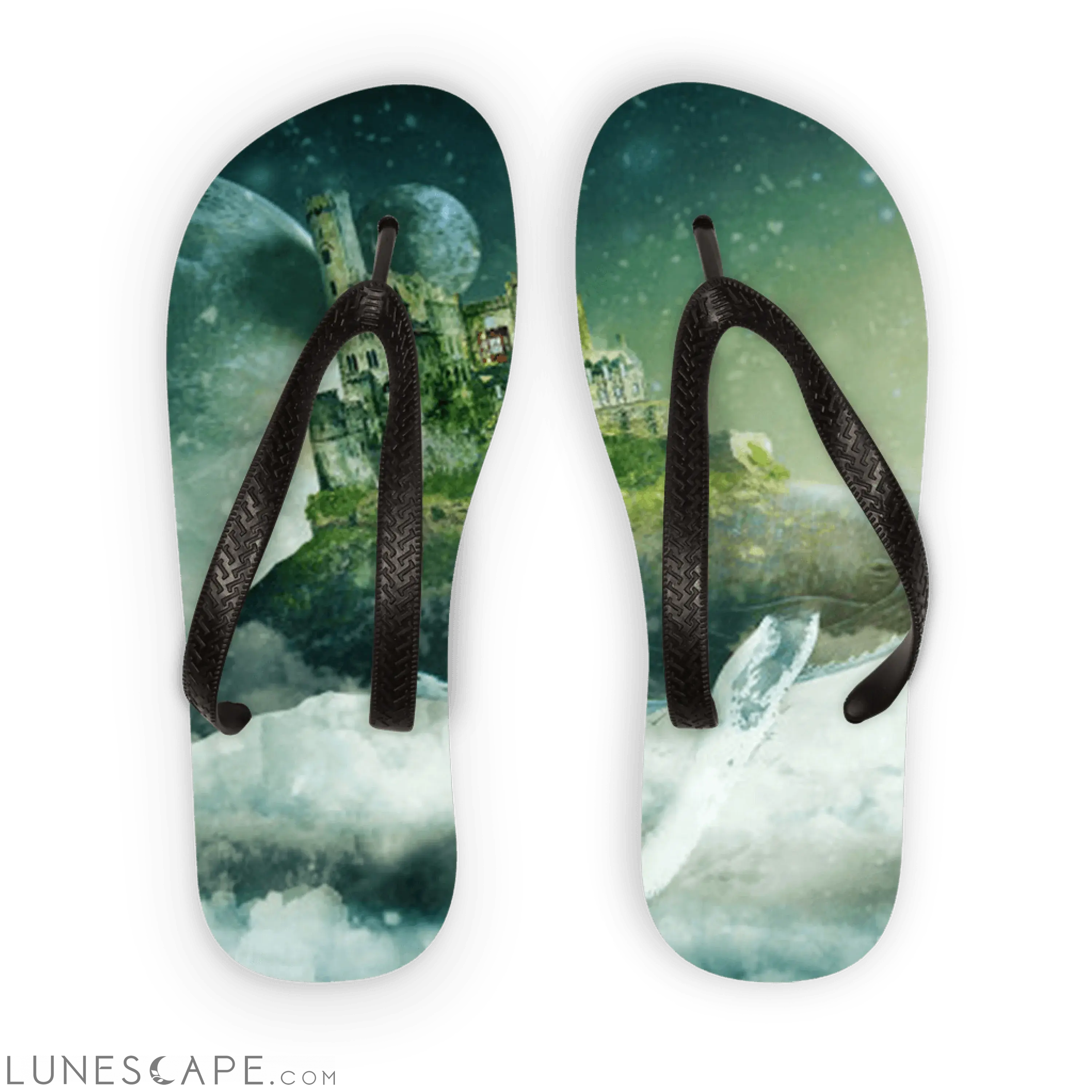 Flying Over The World Adult Flip Flops LUNESCAPE