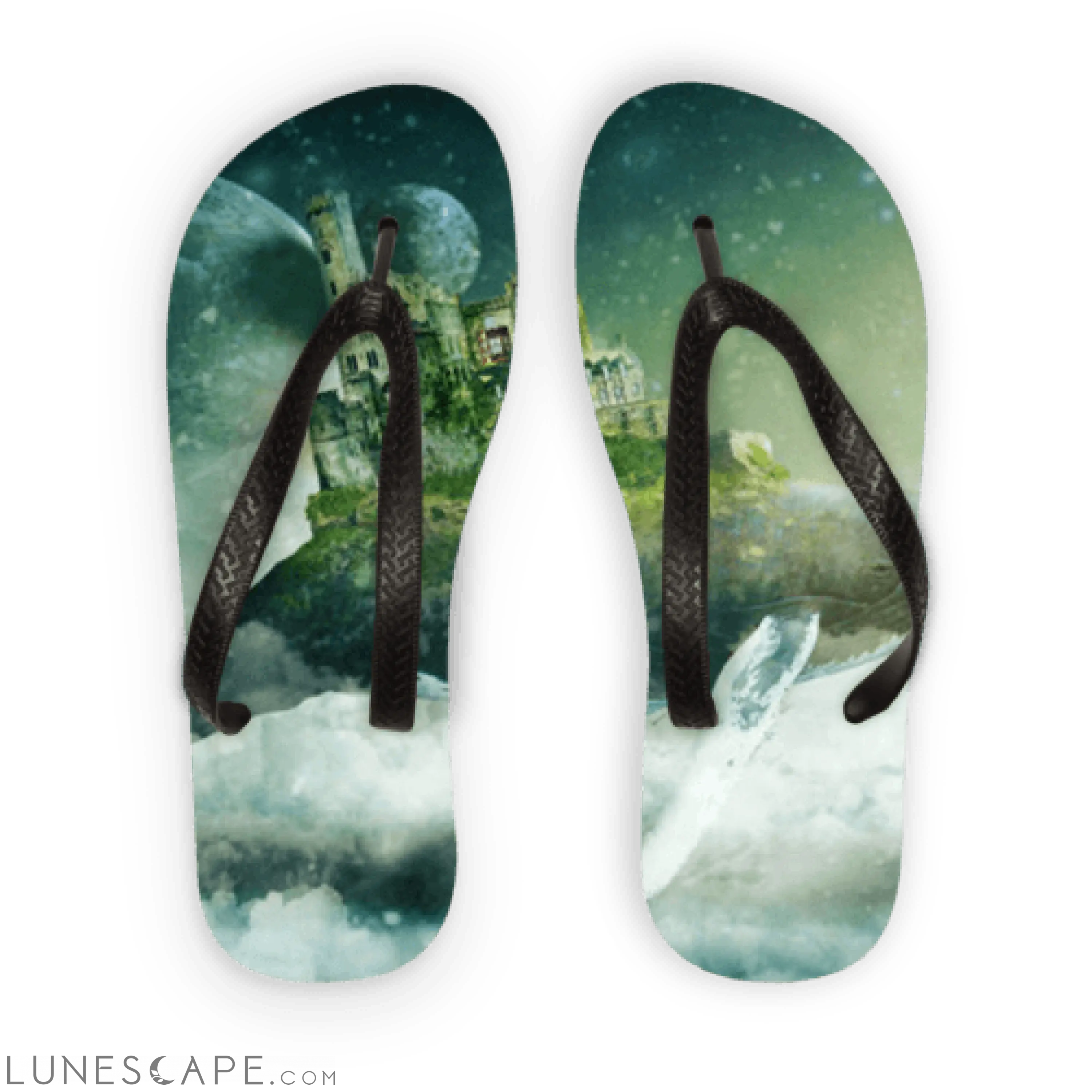 Flying Over The World Adult Flip Flops LUNESCAPE