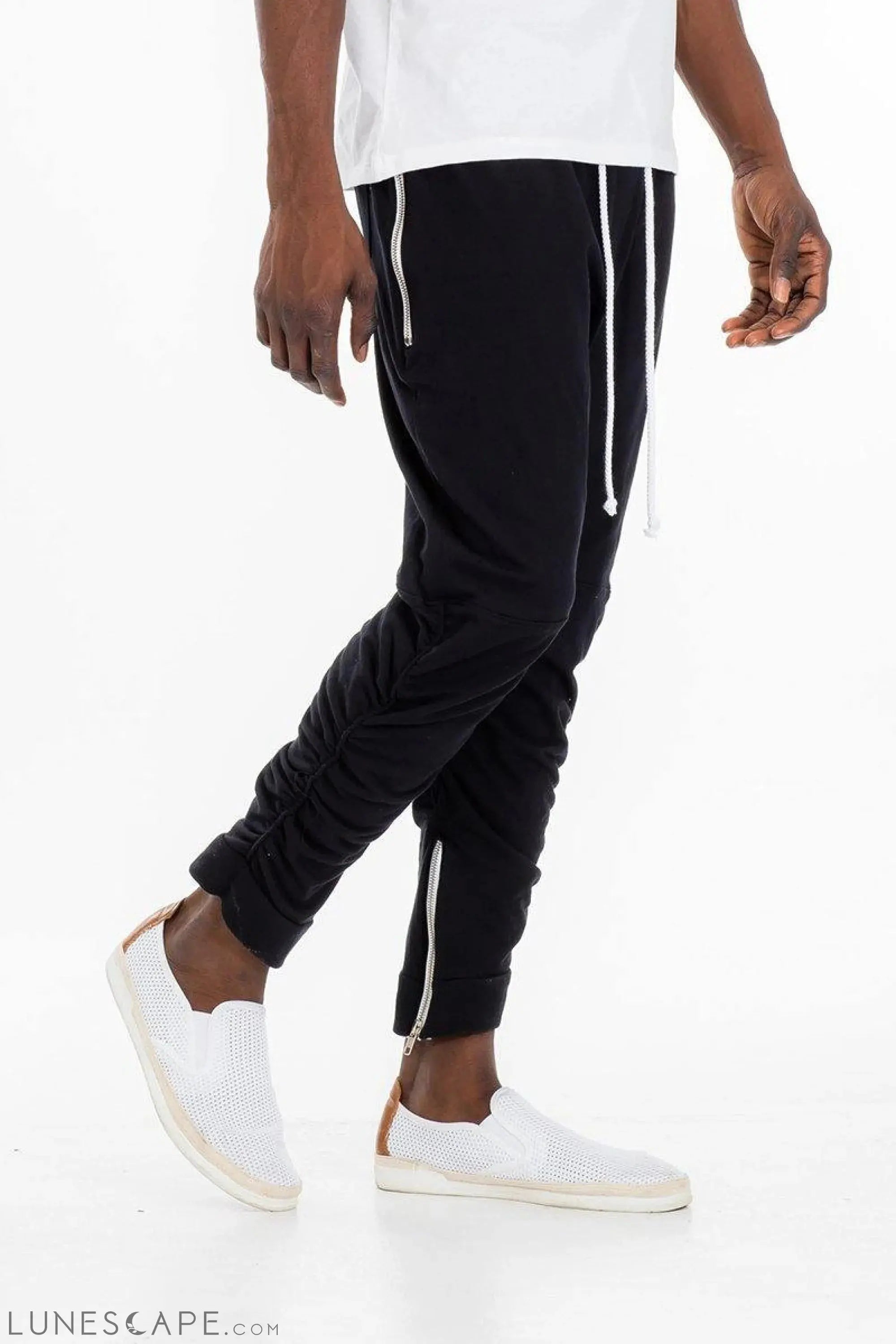 GATHERED BOMBER MENS LOUNGE PANTS - BLACK LUNESCAPE