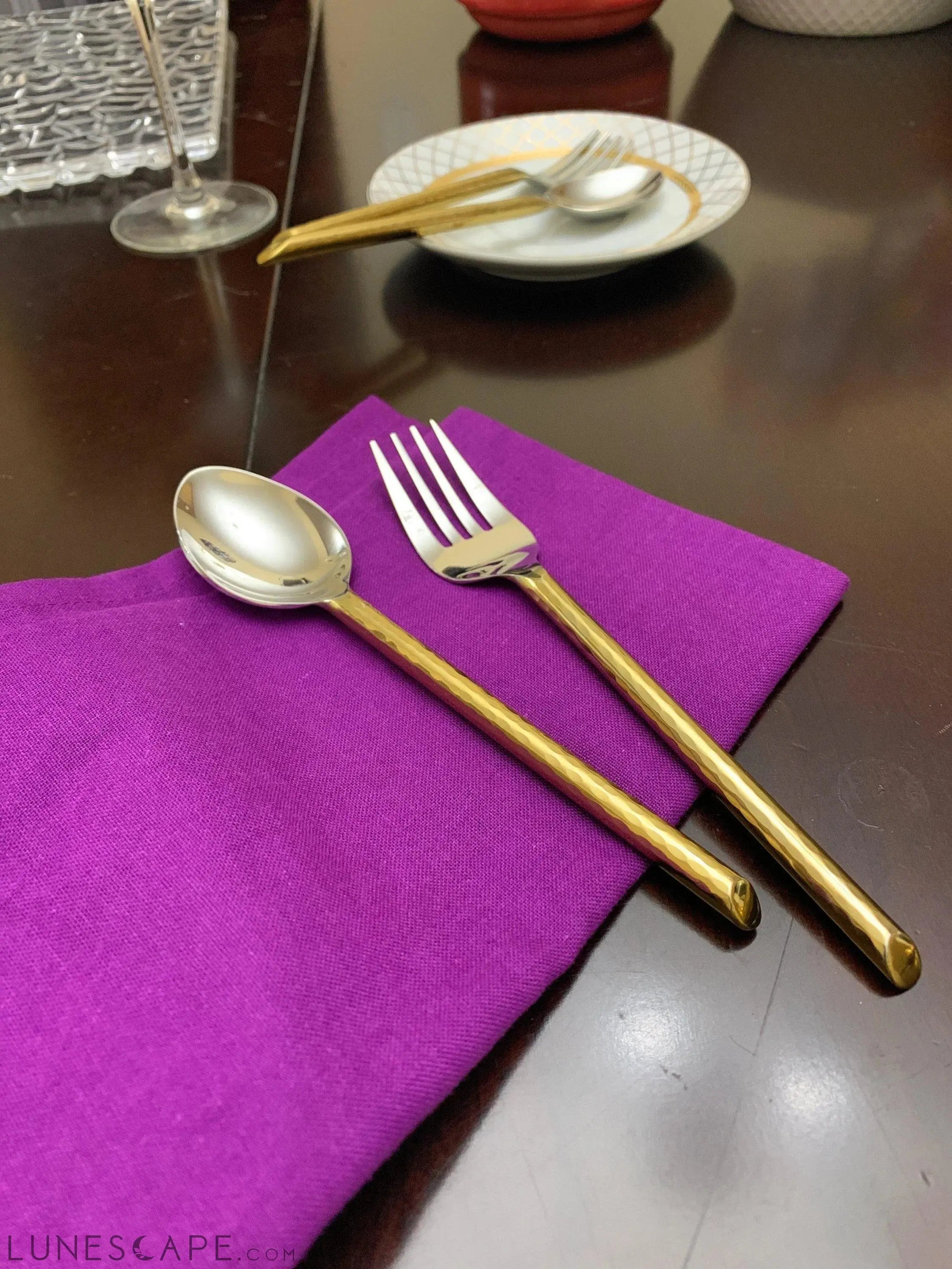 Gold Appetizer Forks & Dessert Spoons - 8 Piece Set LUNESCAPE