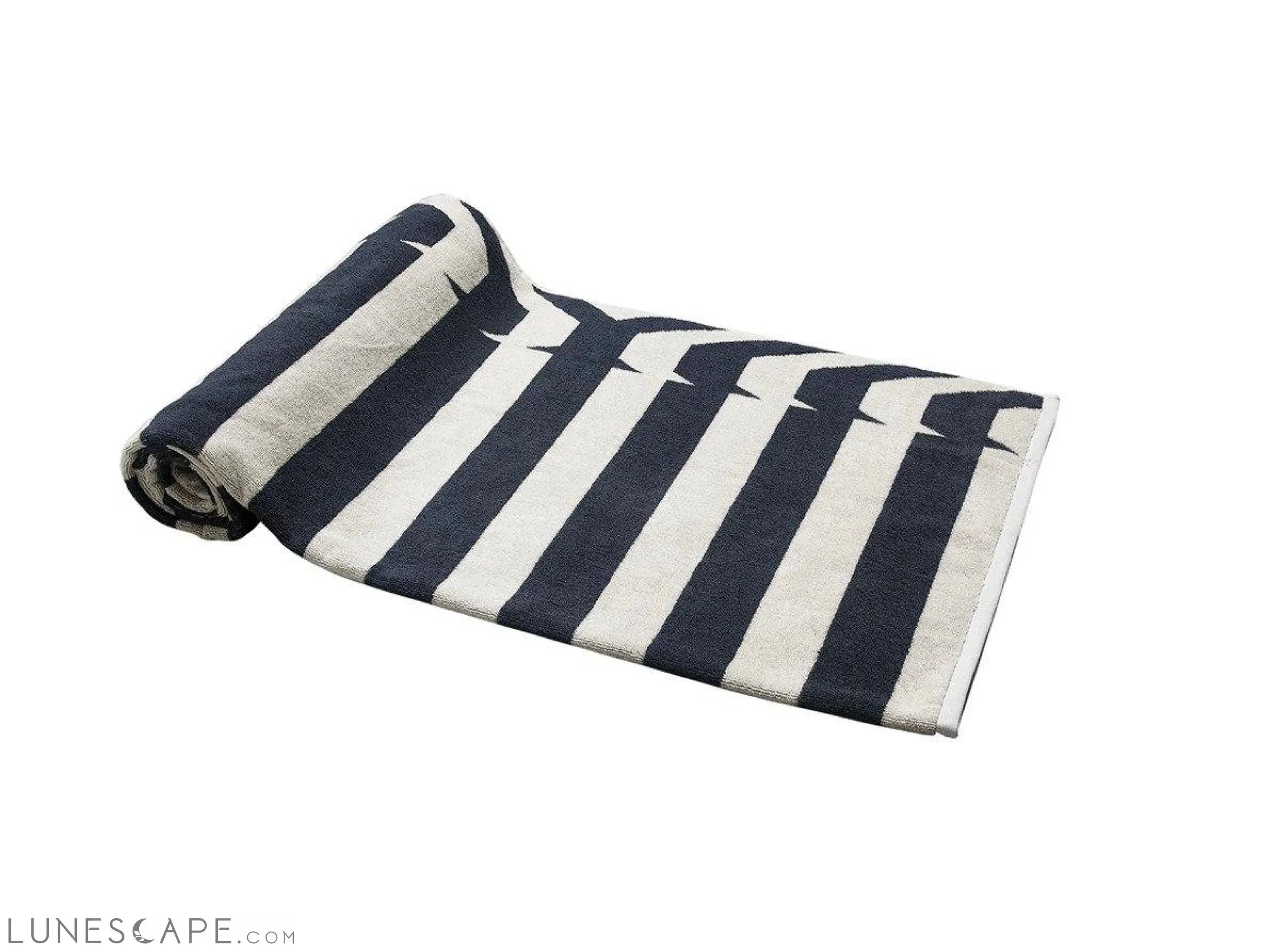 Gray Nautical Stripes Beach Towel LUNESCAPE