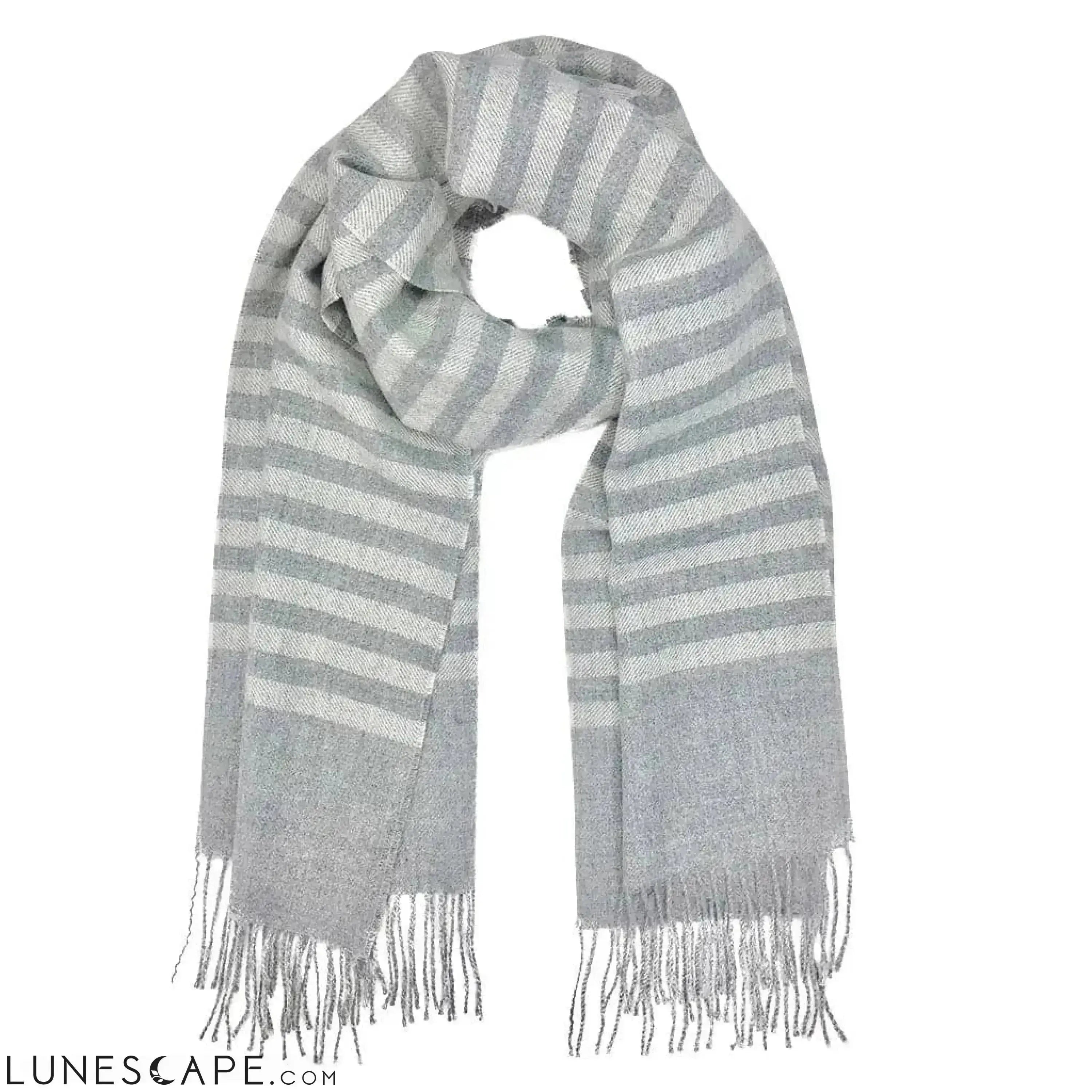 Gray Stripe Baby Alpaca Scarf LUNESCAPE