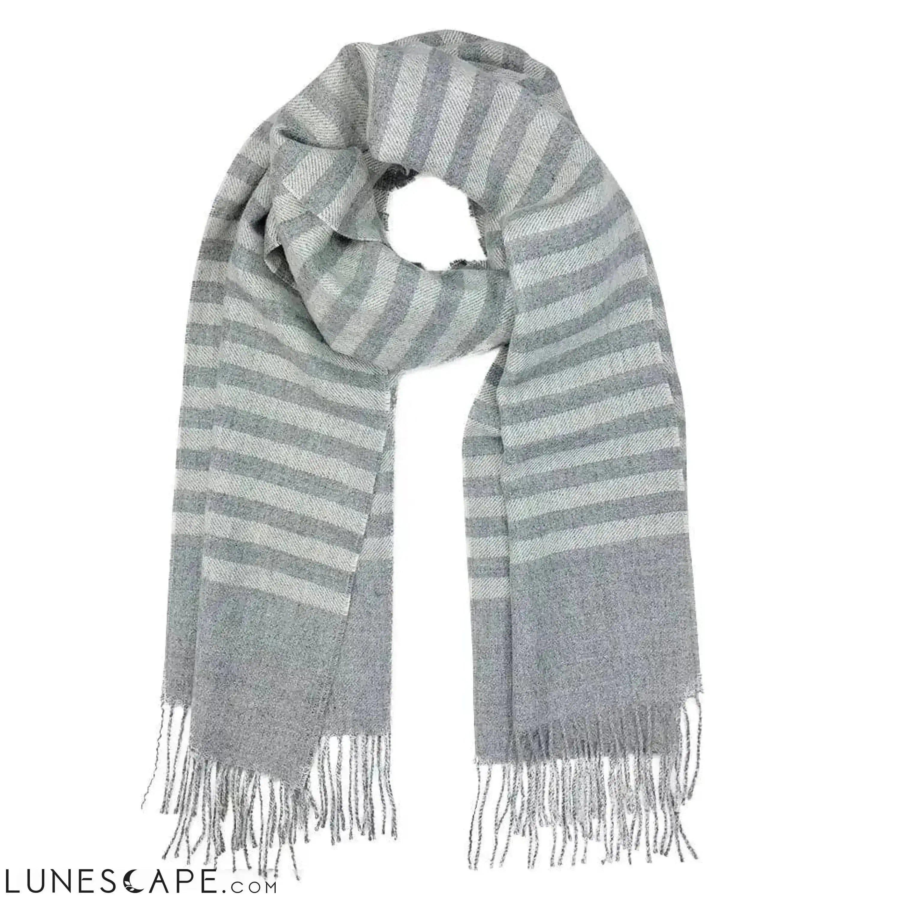 Gray Stripe Baby Alpaca Scarf LUNESCAPE
