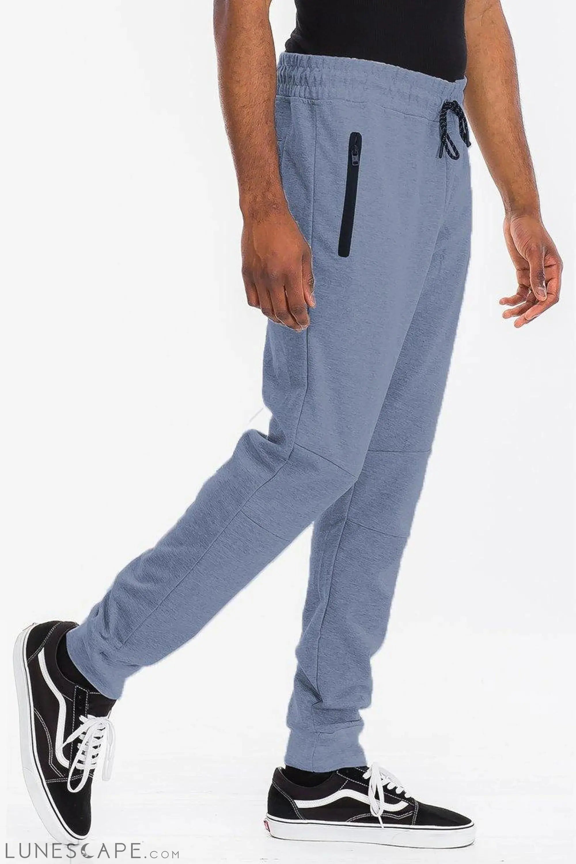 HEATHERED COTTON SWEATS - Blue LUNESCAPE