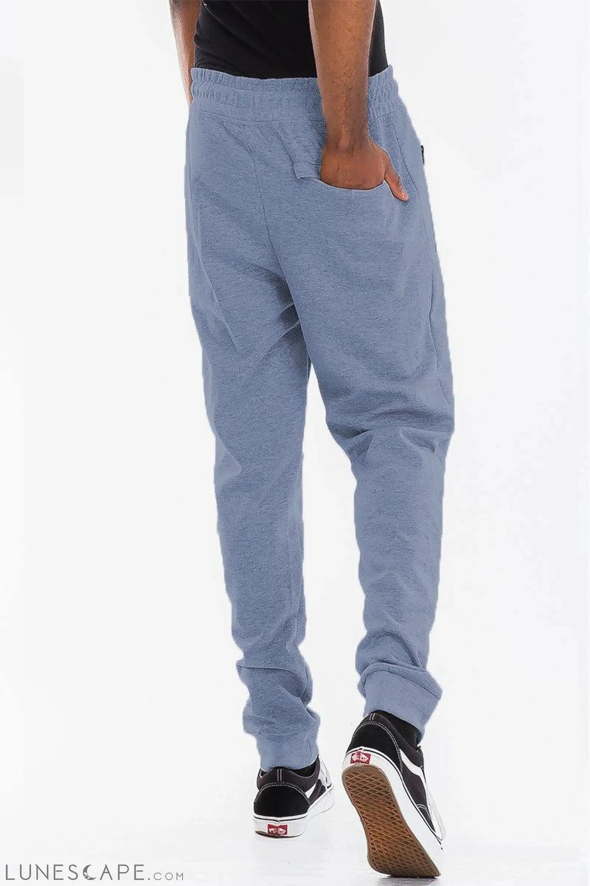 HEATHERED COTTON SWEATS - Blue LUNESCAPE