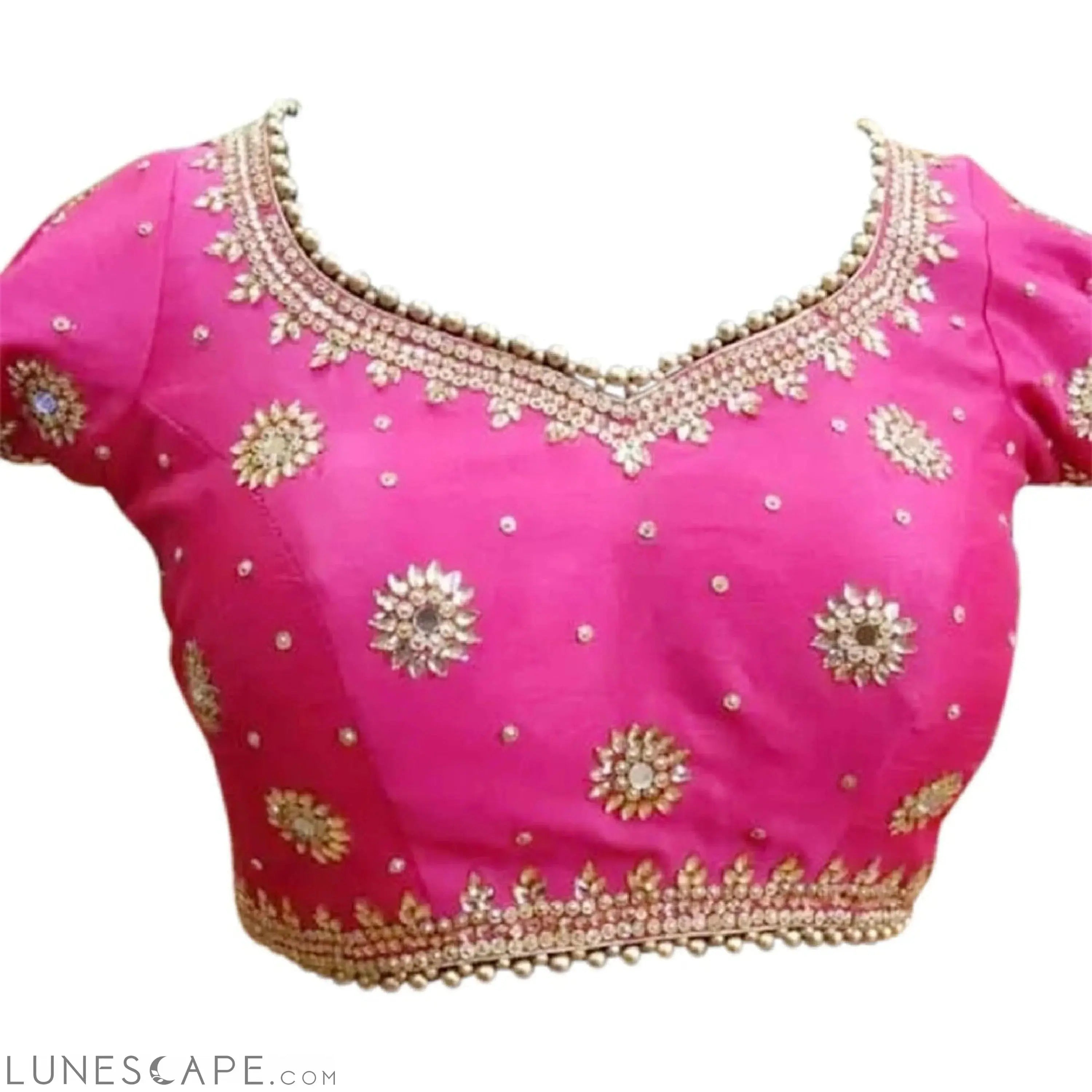 Hand Embroidered Traditional Saree Blouse With Embellishments LUNESCAPE