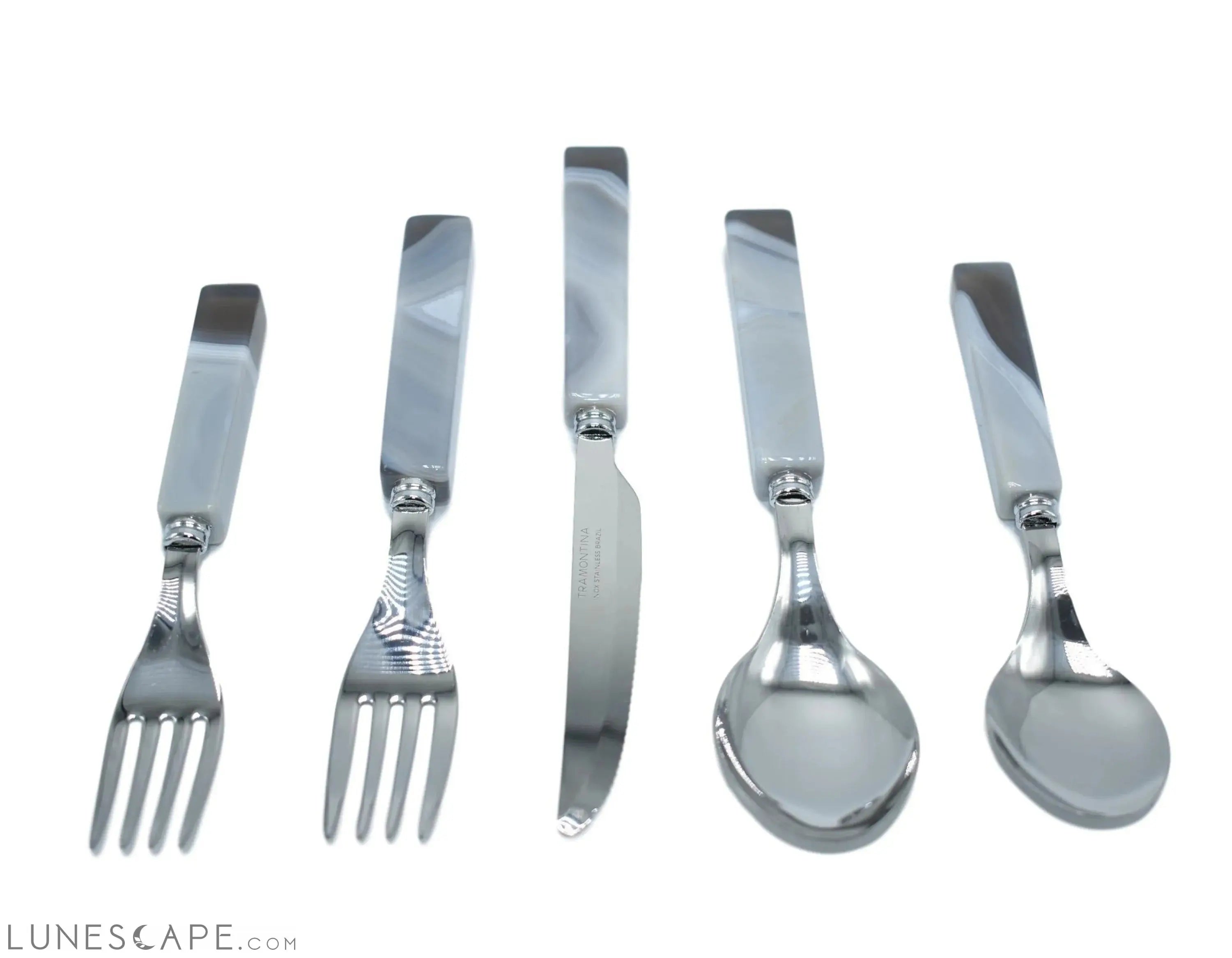 Handcrafted Agate Flatware Set - 5 Piece Set LUNESCAPE
