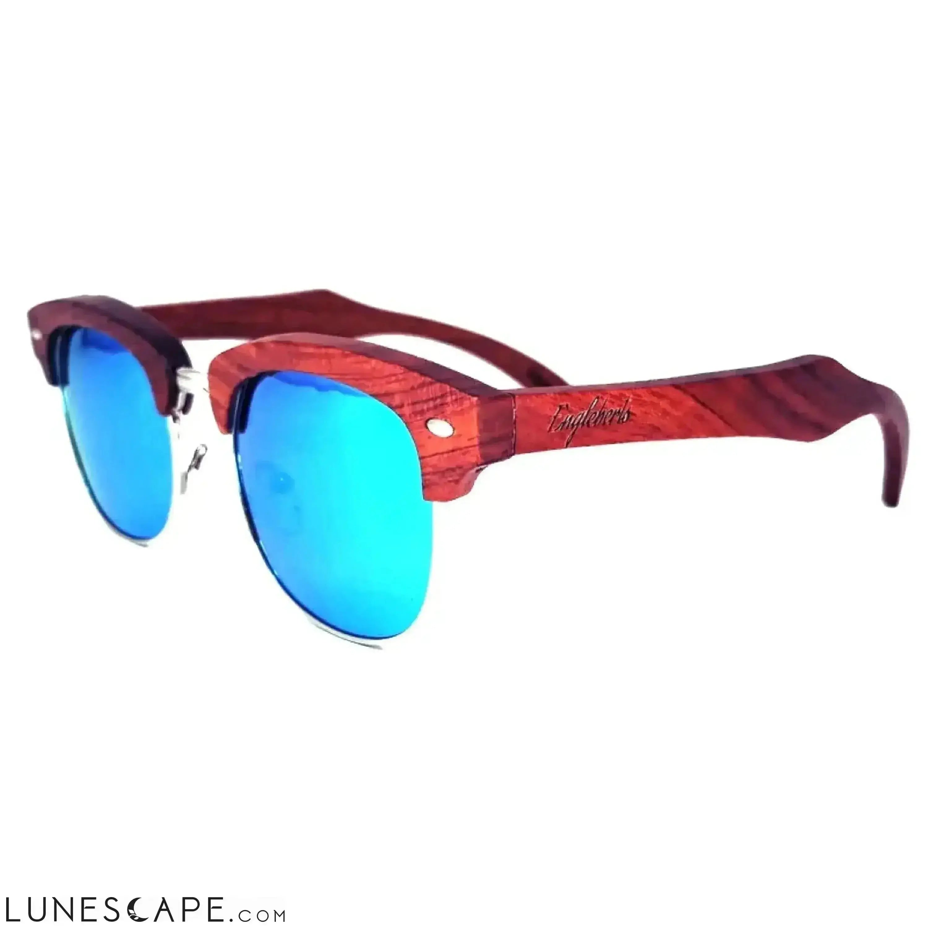 Handcrafted Sandalwood Sunglasses - Ice Blue LUNESCAPE