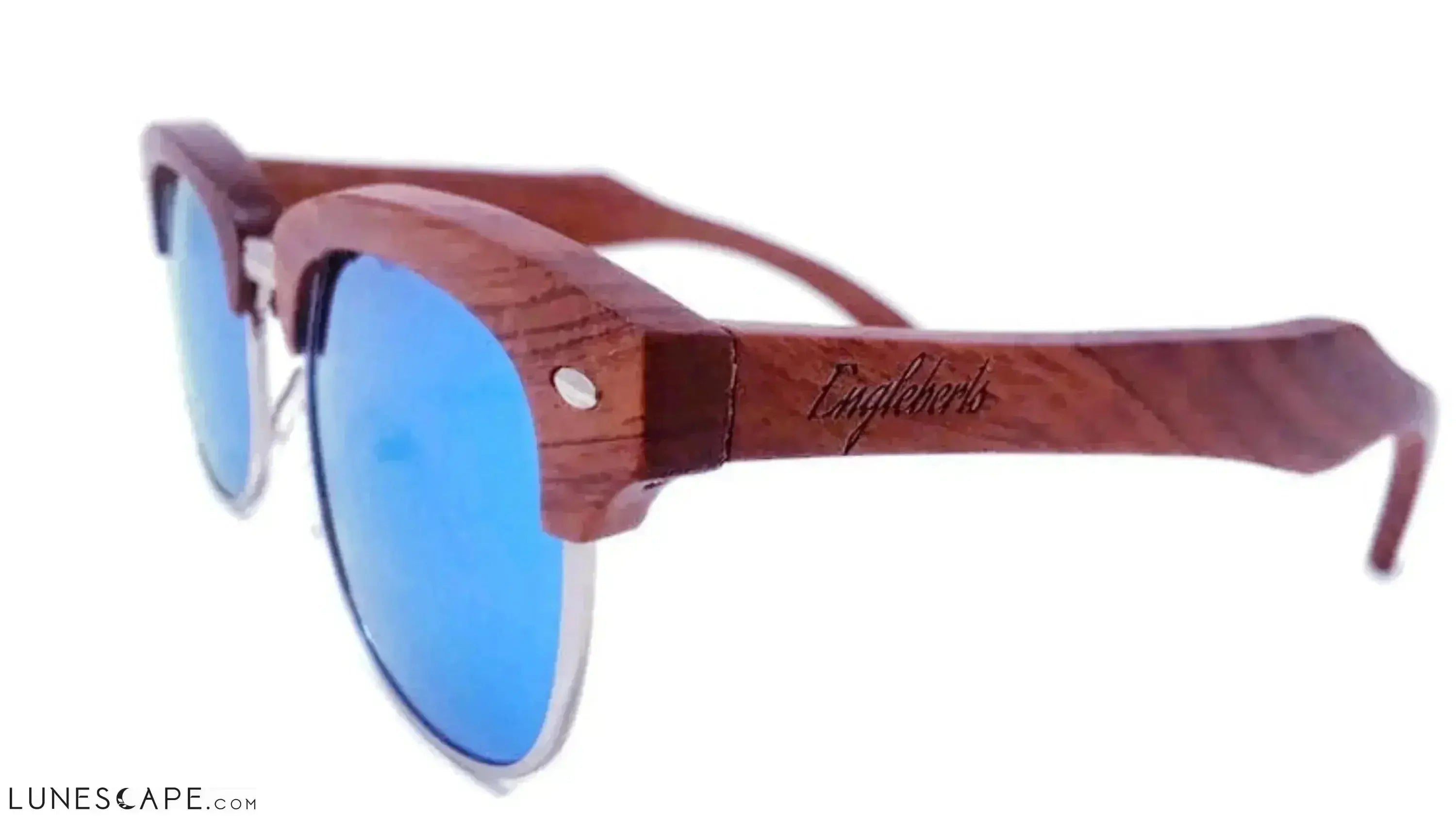 Handcrafted Sandalwood Sunglasses - Ice Blue LUNESCAPE
