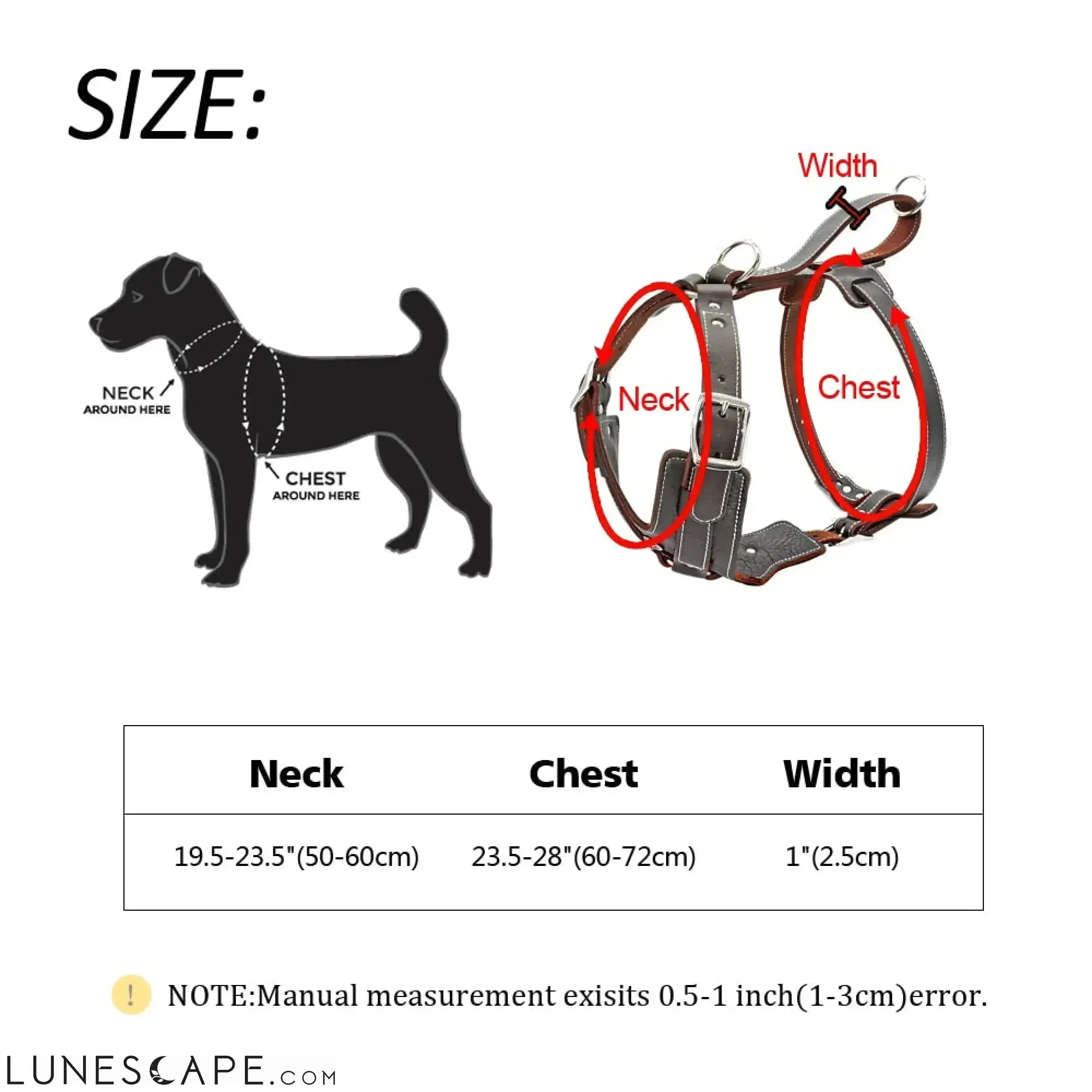 Heavy Duty Leather Large Breed Dog Harness LUNESCAPE