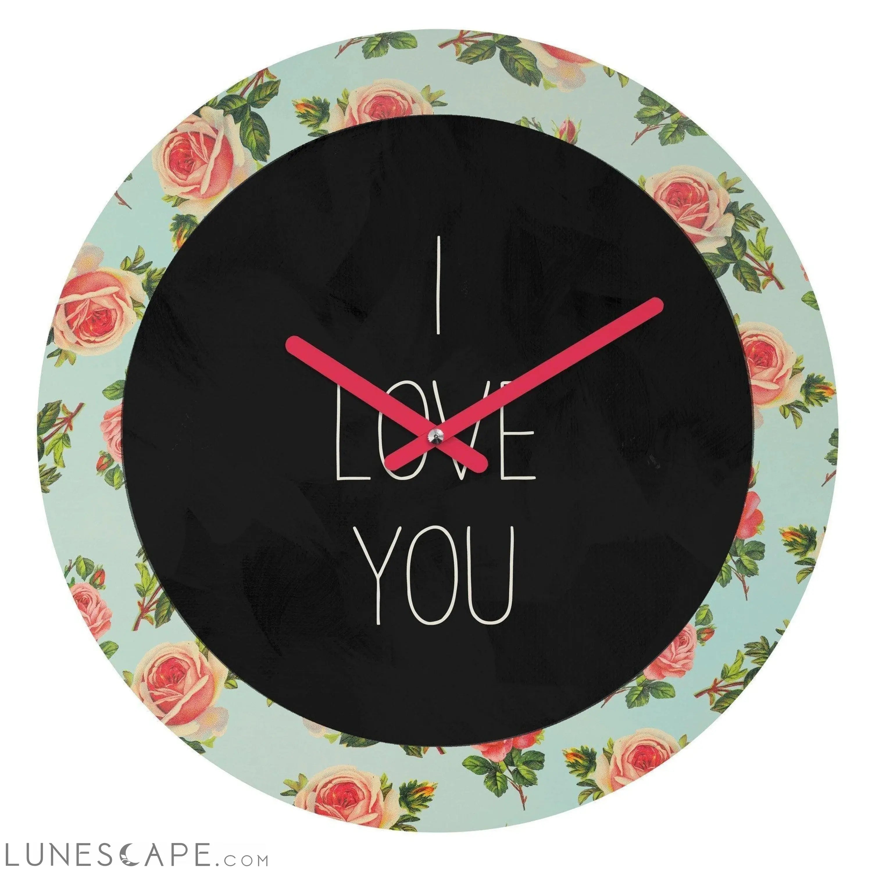 I LOVE YOU FLORAL WALL CLOCK LUNESCAPE