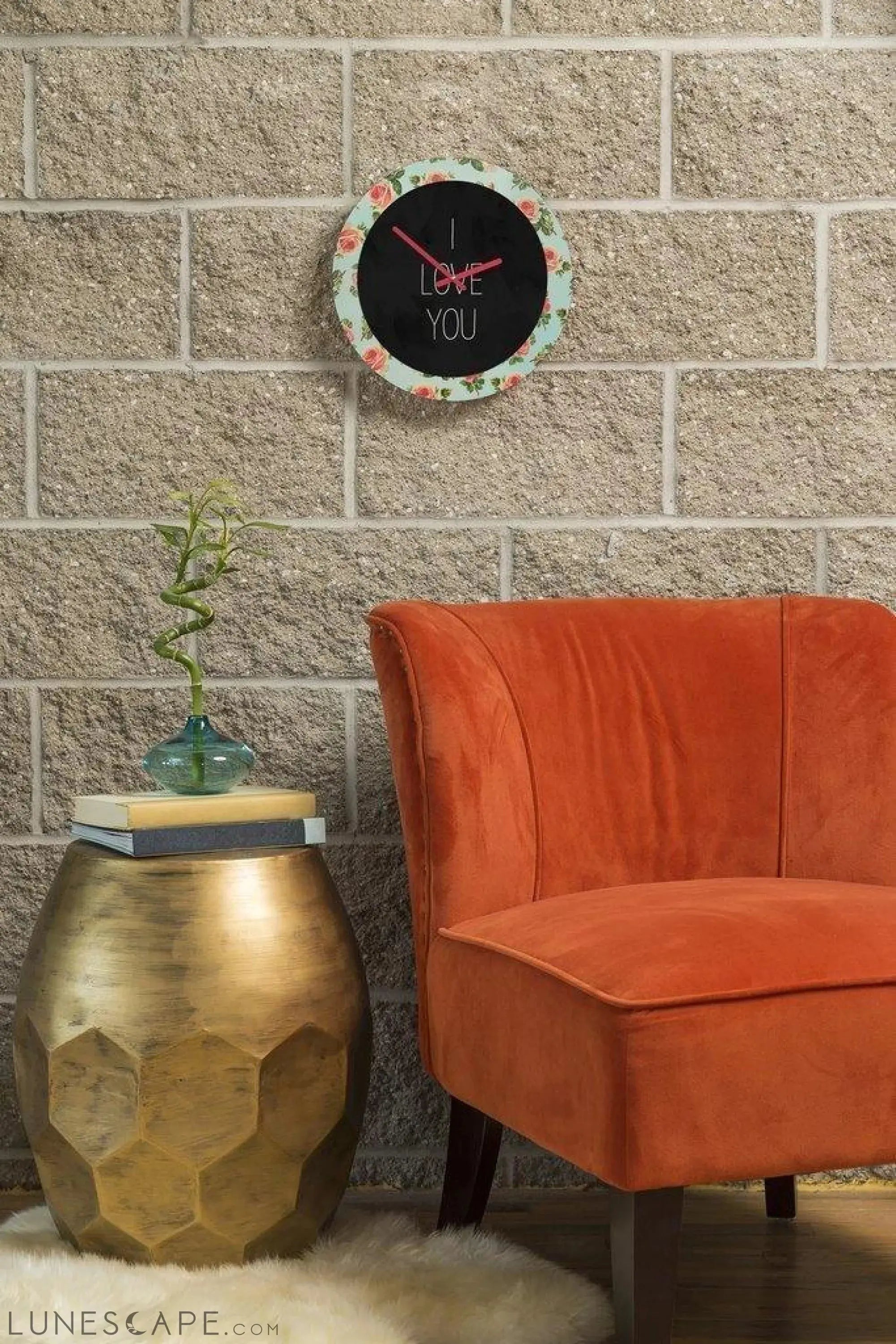 I LOVE YOU FLORAL WALL CLOCK LUNESCAPE