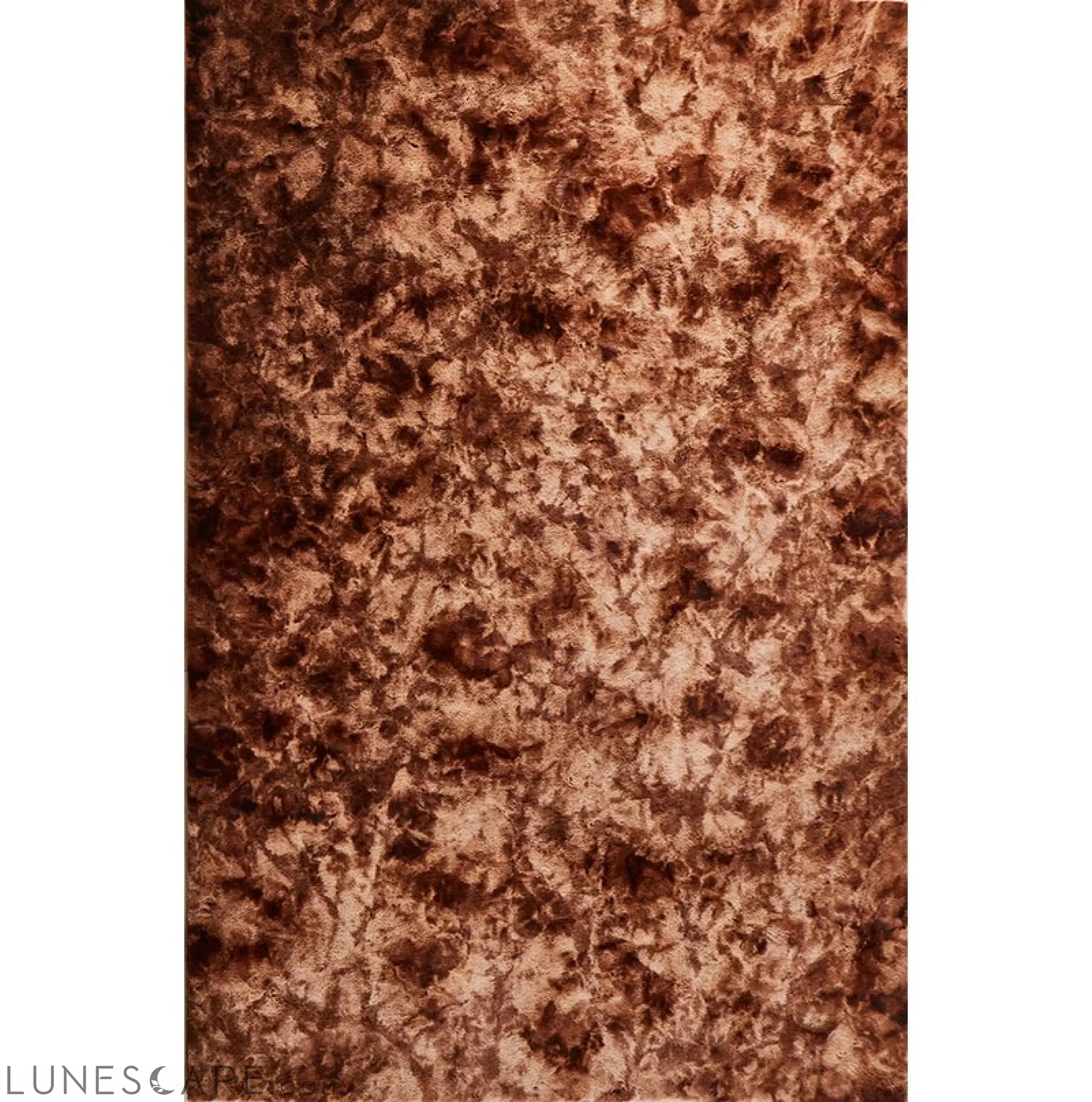 Lily Luxury Brown Tie-Die Chinchilla Faux Fur Area Rug LUNESCAPE