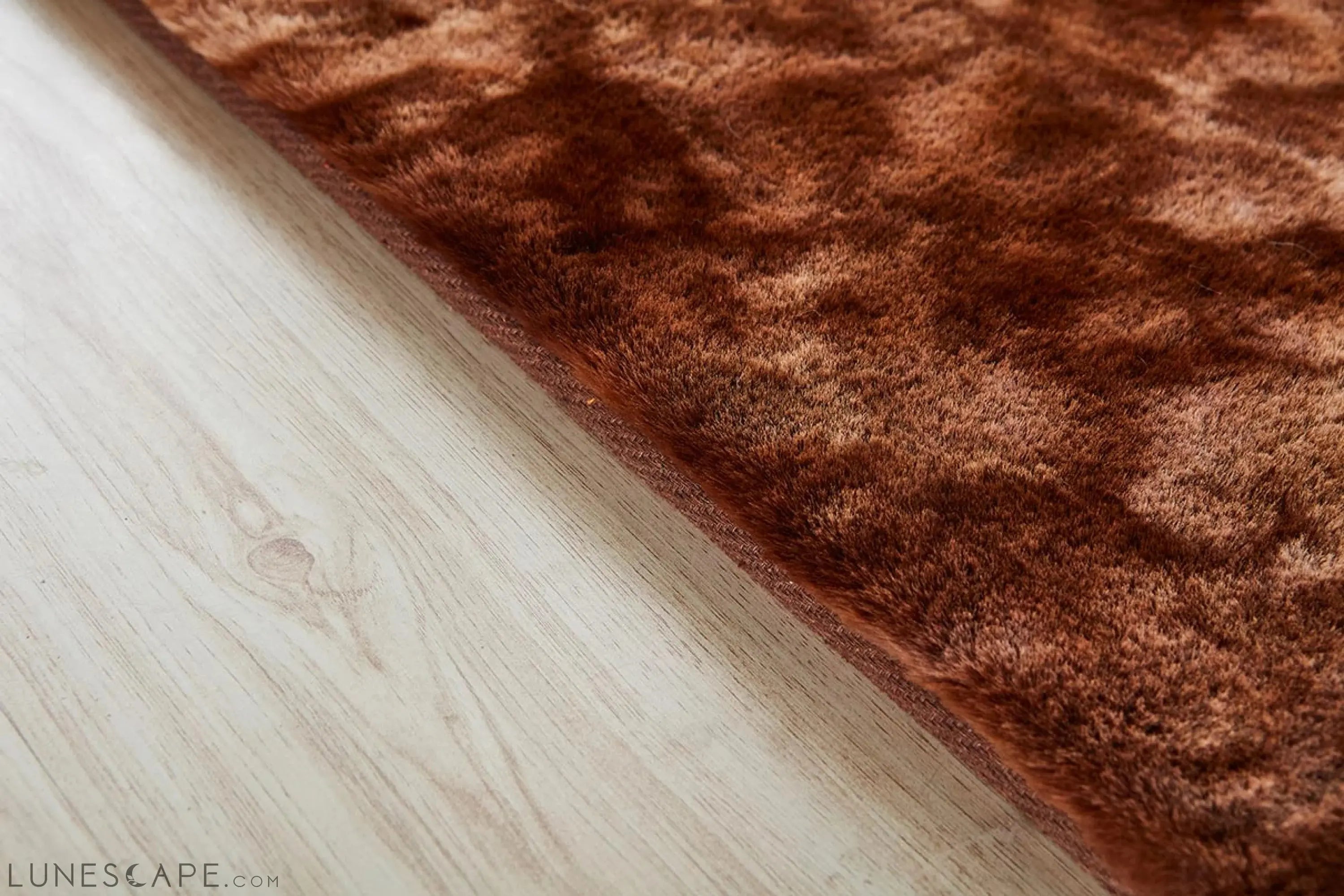 Lily Luxury Brown Tie-Die Chinchilla Faux Fur Area Rug LUNESCAPE