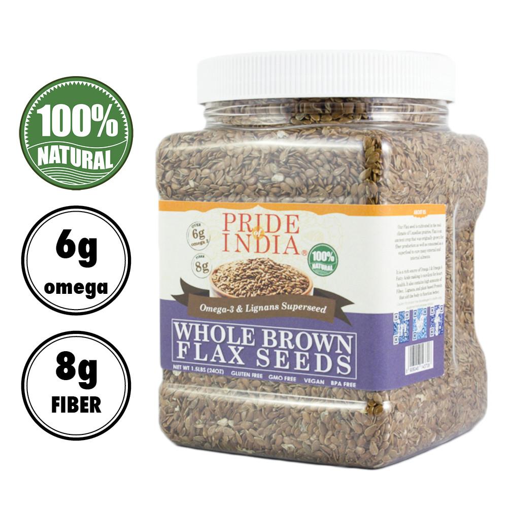 Whole Brown Flax Seeds - Omega-3 & Lignan Superfood Jar LUNESCAPE