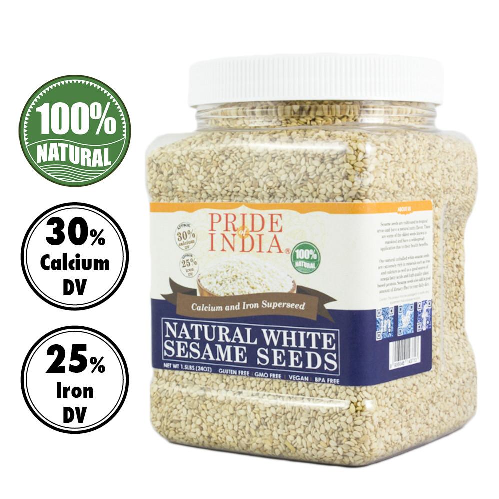 White Sesame Seeds Raw Unhulled - Calcium & Iron Superfood Jar LUNESCAPE