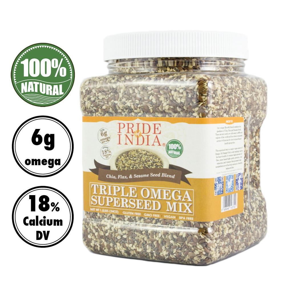 Triple Omega Superseed Mix - Chia Flax & Sesame Superfood Jar LUNESCAPE