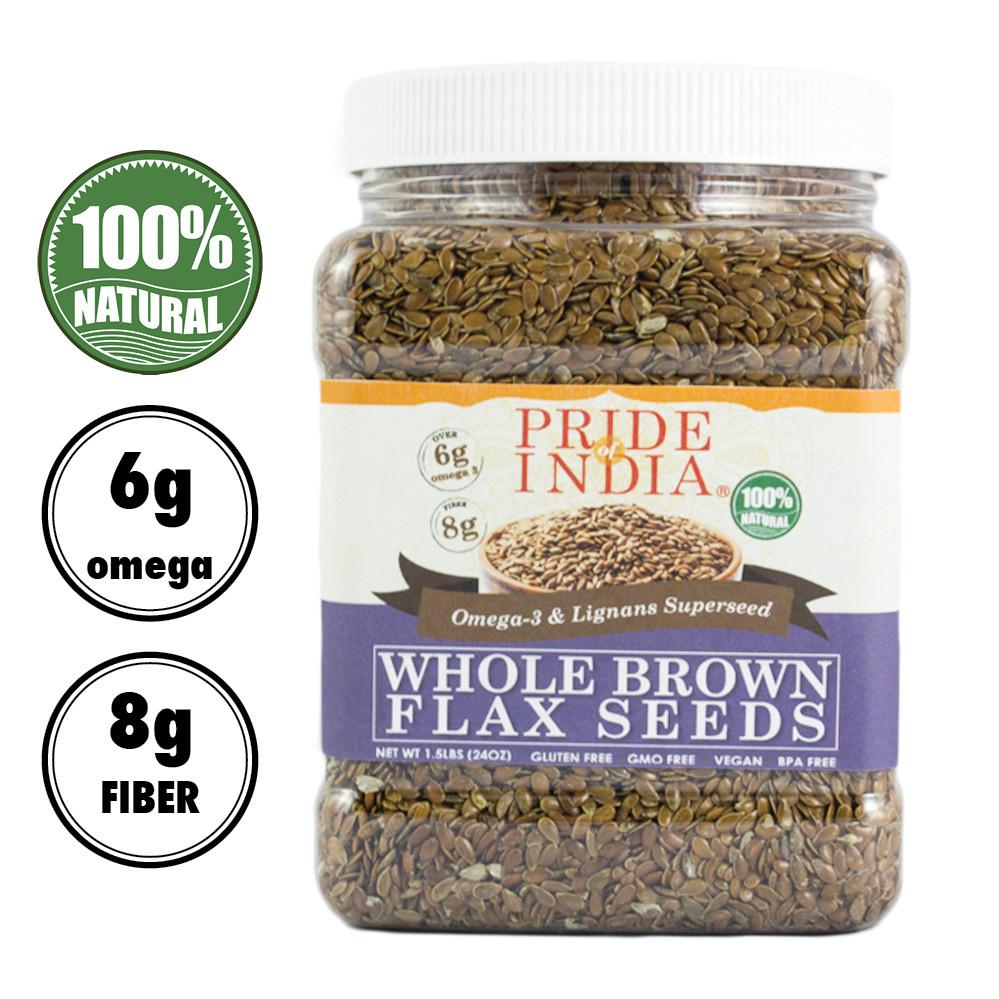 Whole Brown Flax Seeds - Omega-3 & Lignan Superfood Jar LUNESCAPE