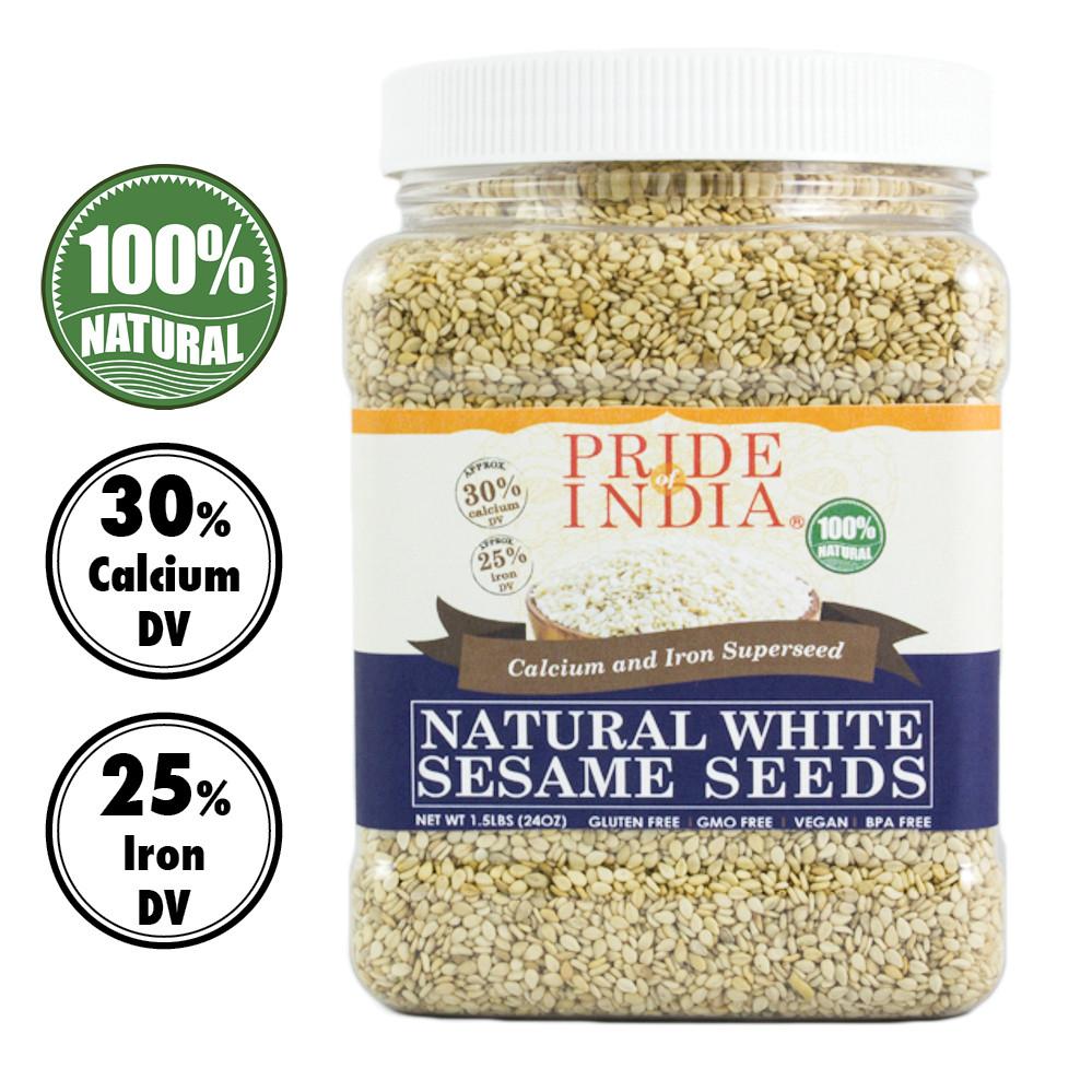 White Sesame Seeds Raw Unhulled - Calcium & Iron Superfood Jar LUNESCAPE