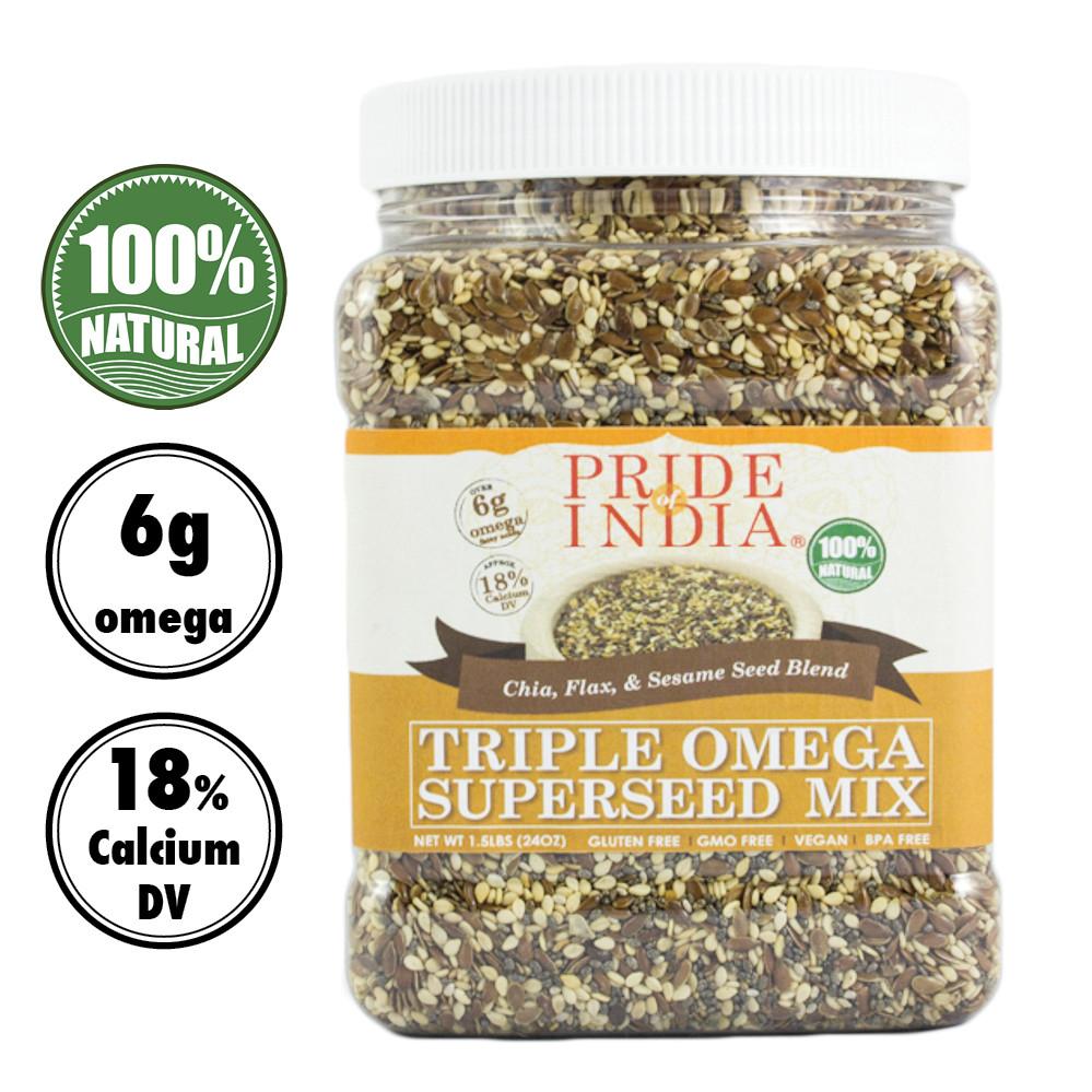 Triple Omega Superseed Mix - Chia Flax & Sesame Superfood Jar LUNESCAPE