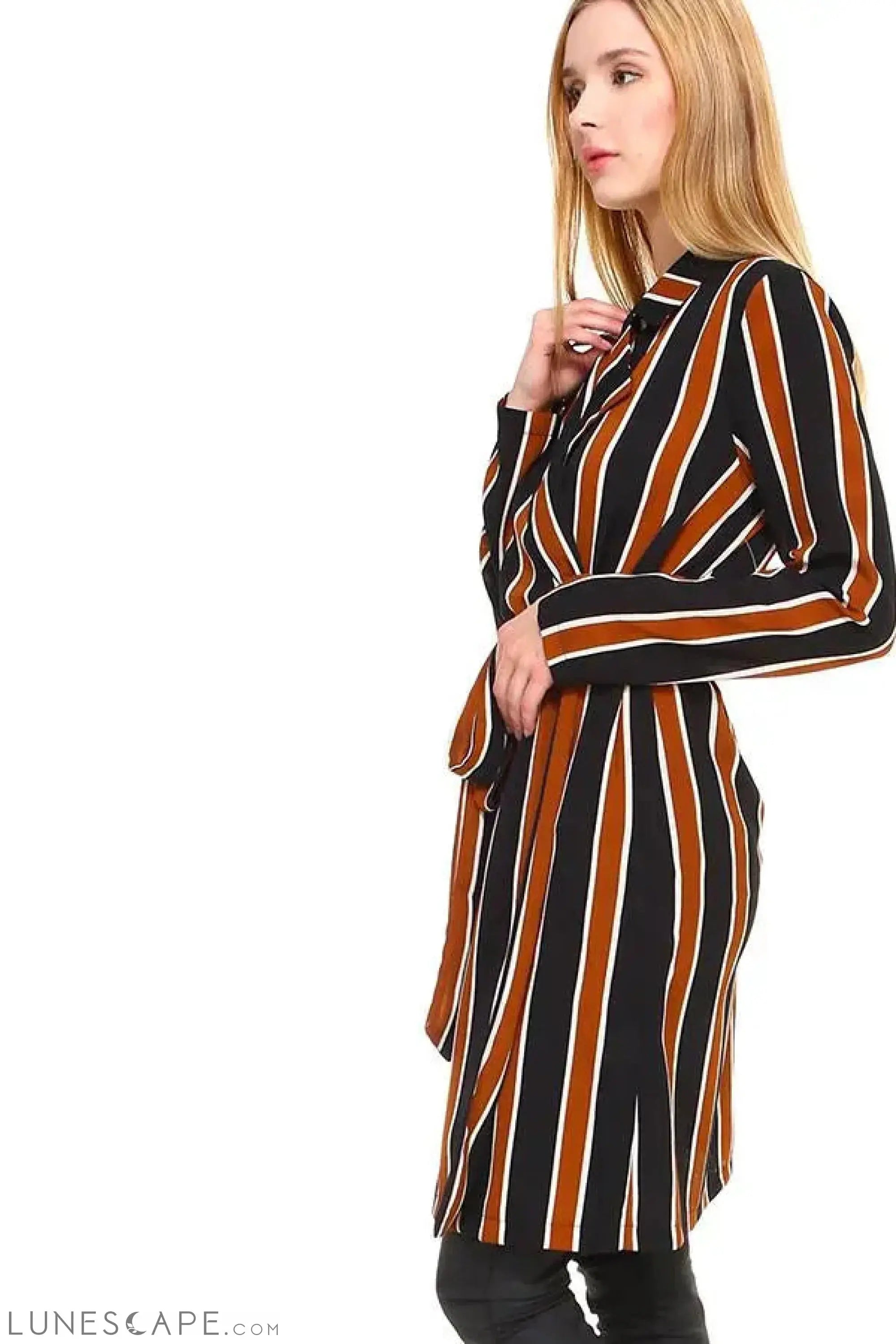 Multi Stripe Long Blazer LUNESCAPE