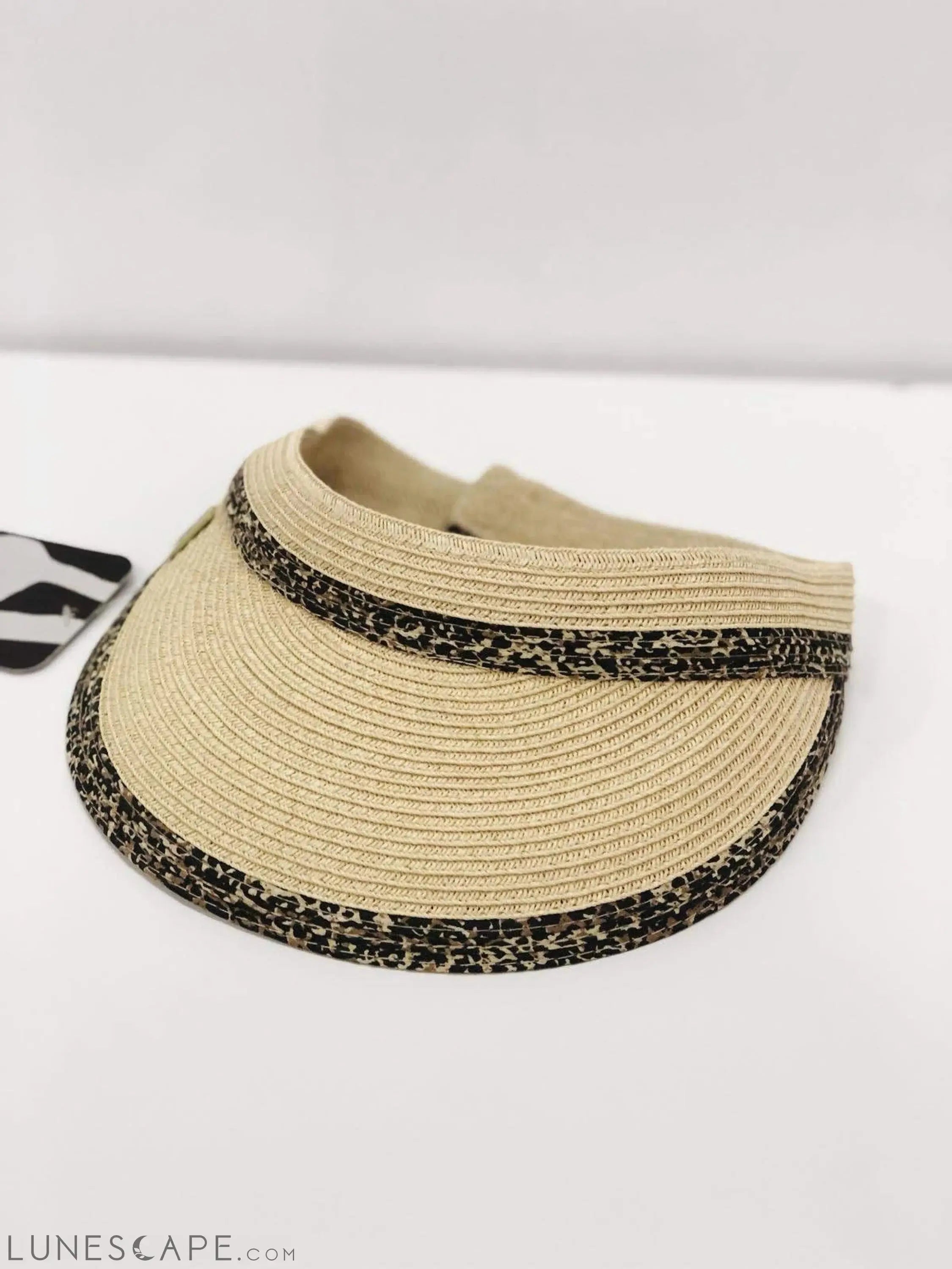 Natural Animal Print Straw Visor Hat LUNESCAPE