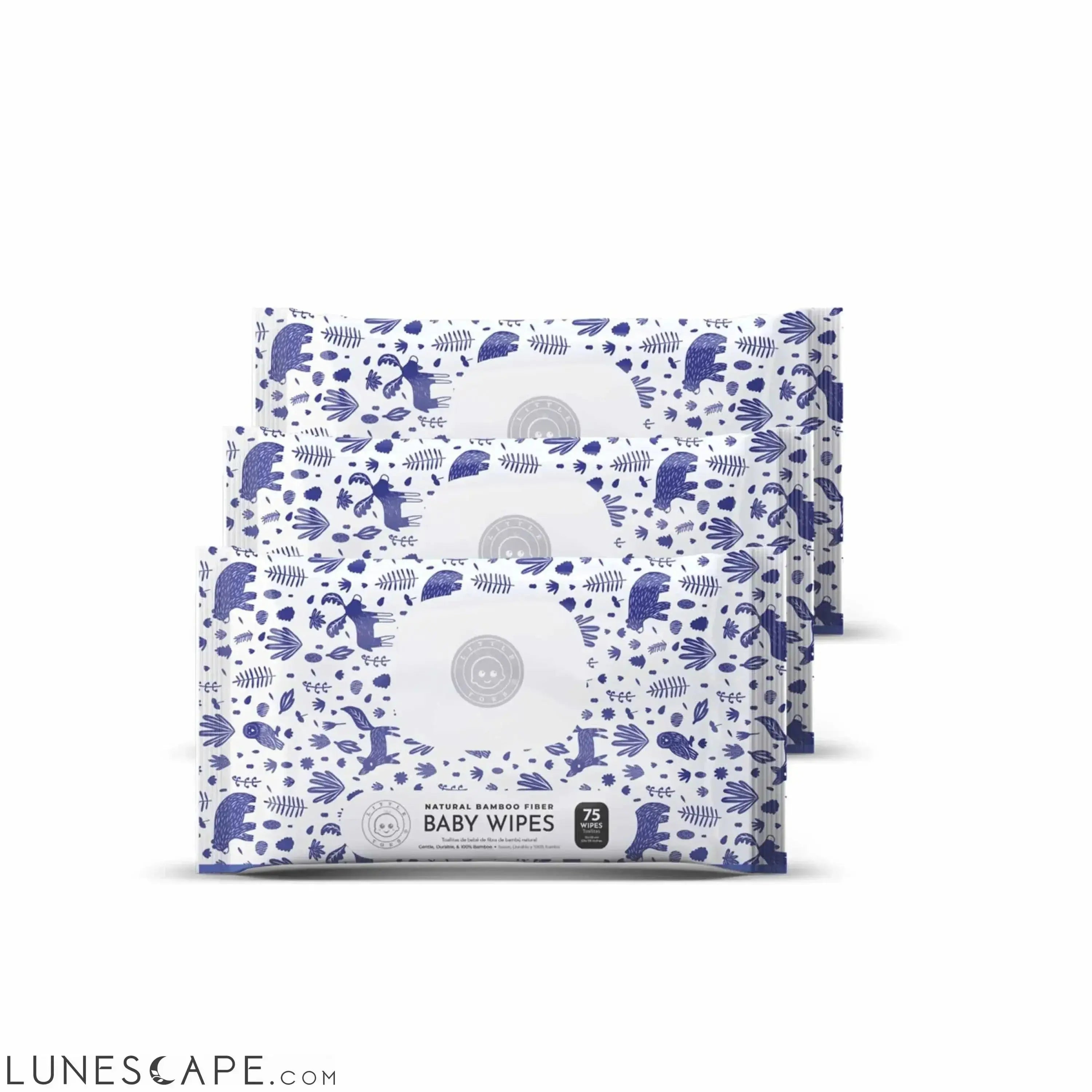 Natural Bamboo Fiber Baby Wipes- 3 Packs of 75 Wipes LUNESCAPE