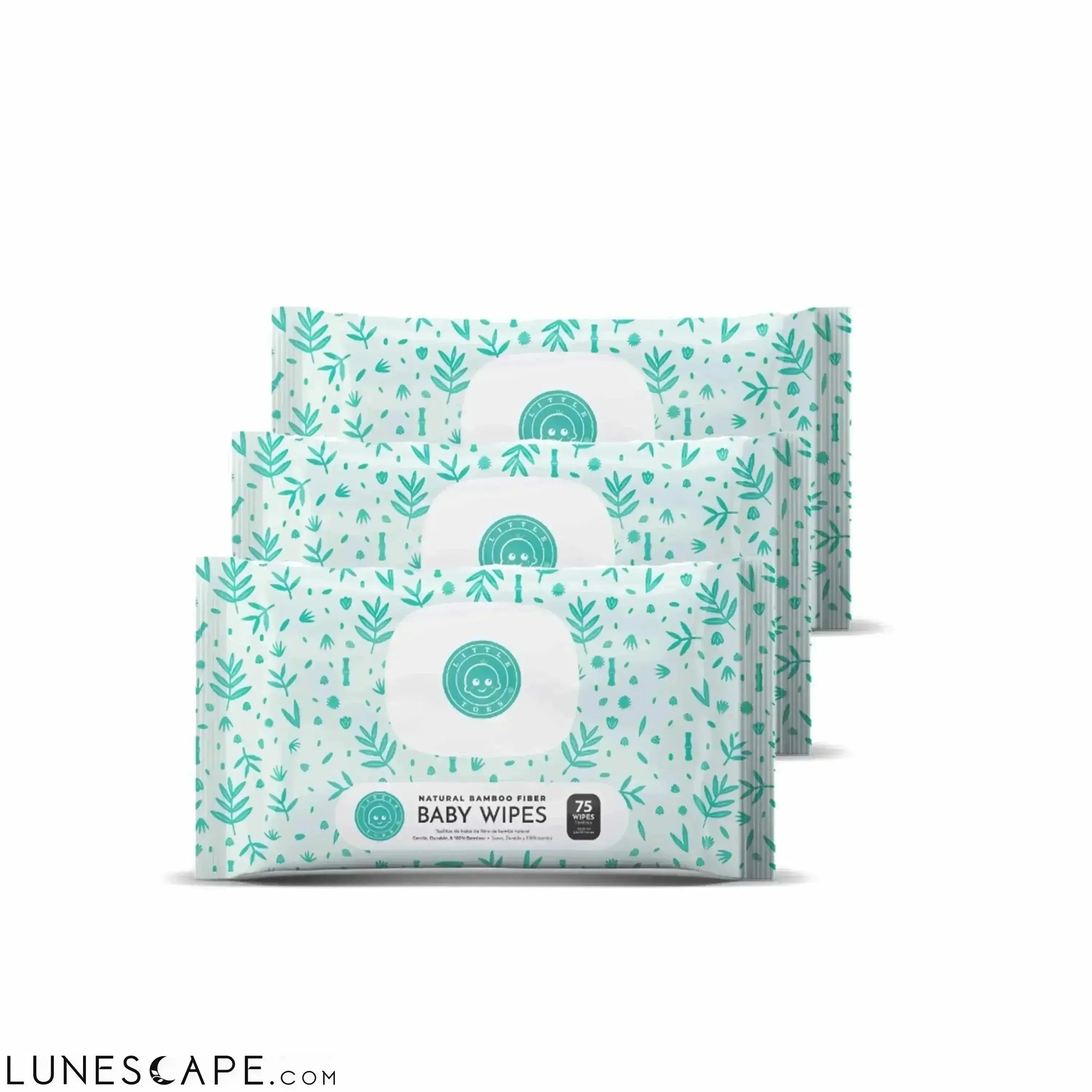 Natural Bamboo Fiber Baby Wipes- 3 Packs of 75 Wipes LUNESCAPE