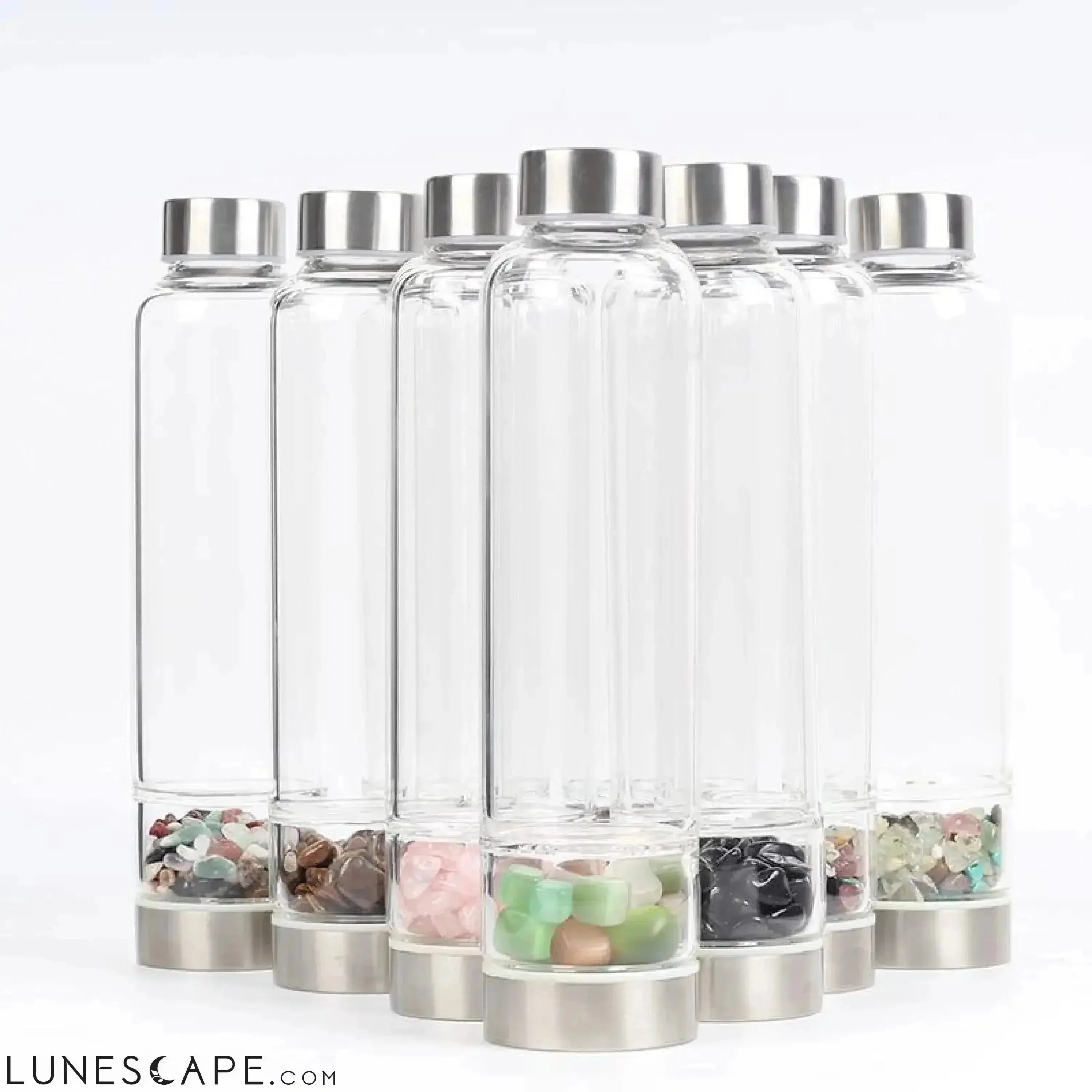 Natural Quartz Crystal Glass Water Bottle LUNESCAPE