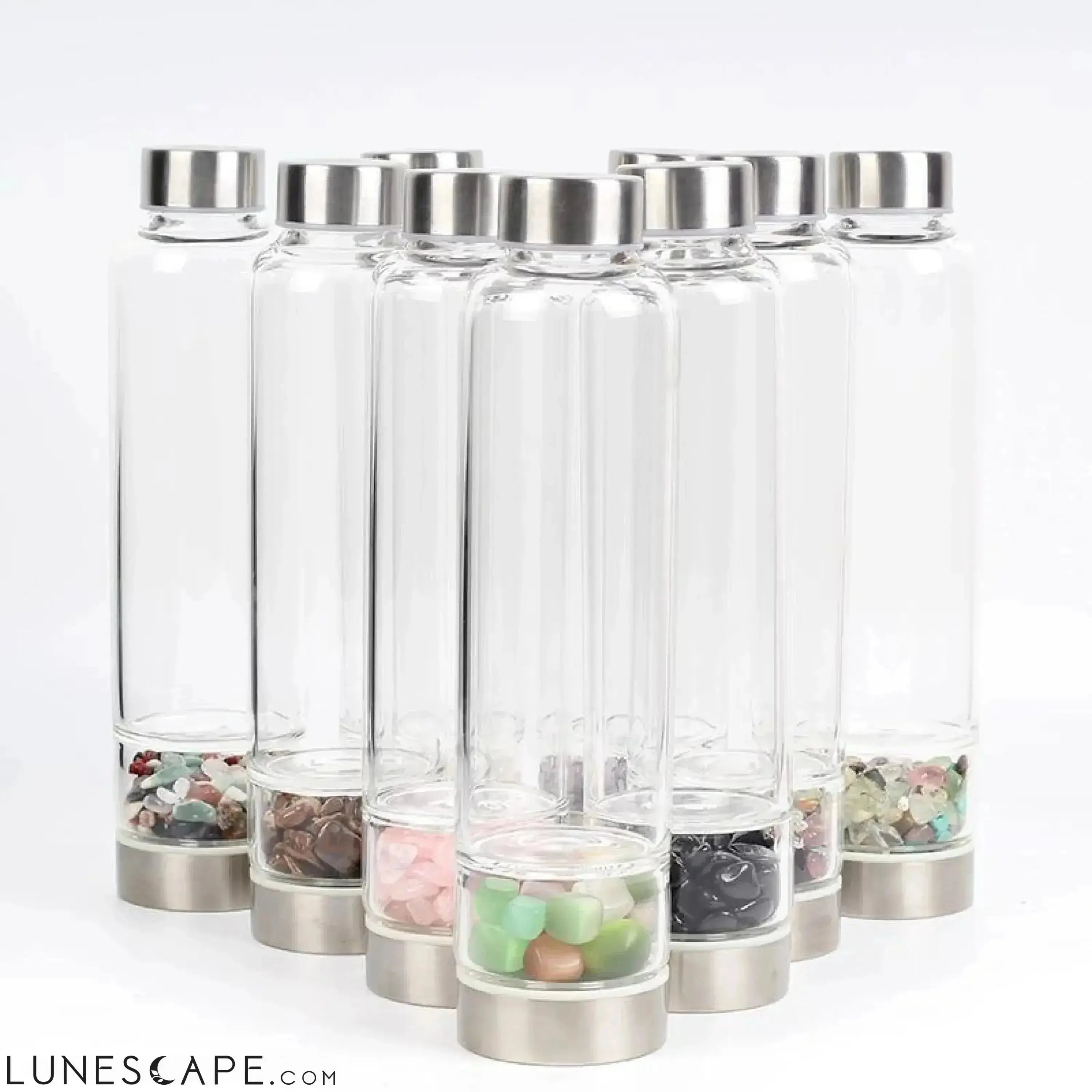 Natural Quartz Crystal Glass Water Bottle LUNESCAPE