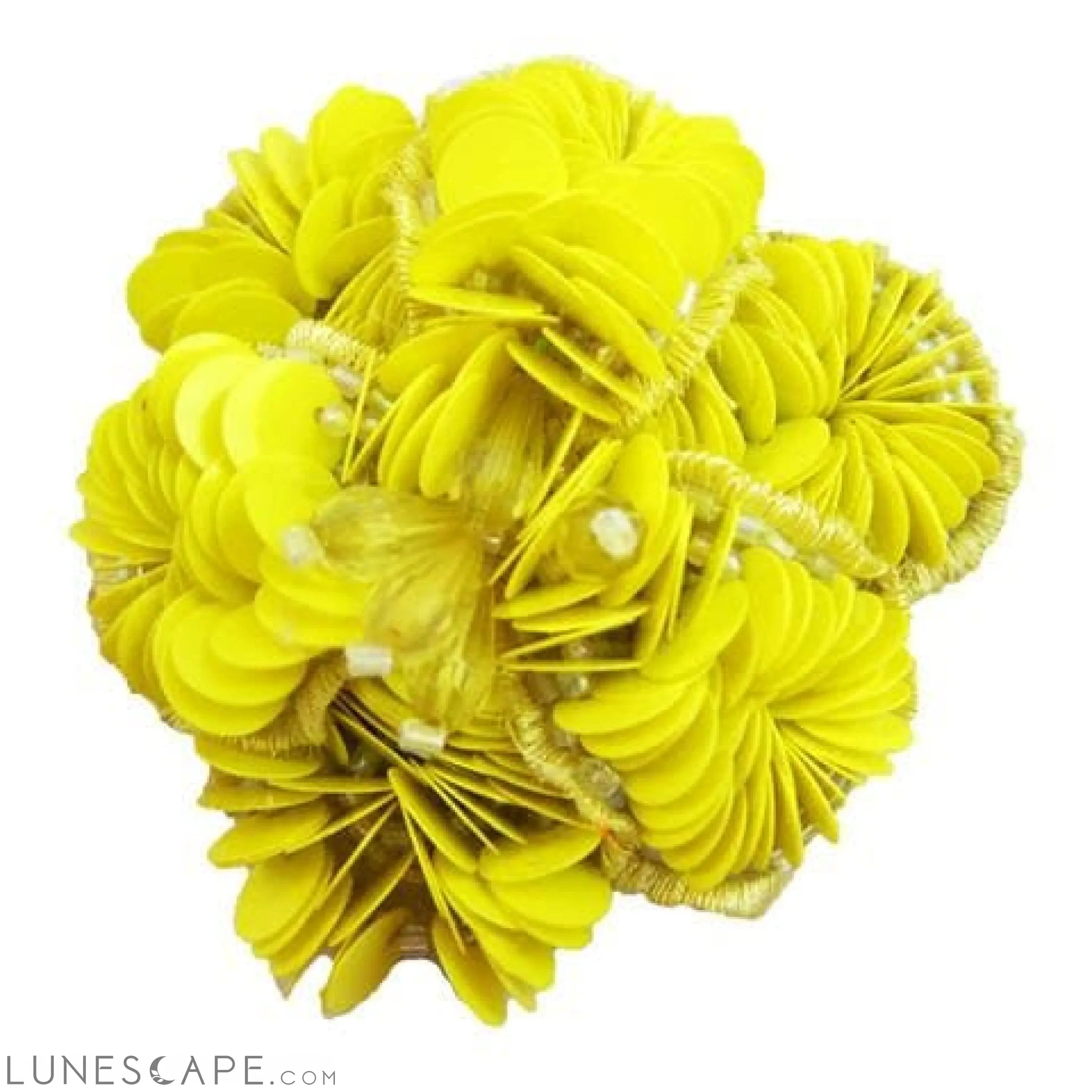 Noho Yellow Flower - Embroidered Flat Flip Flops Sandal LUNESCAPE