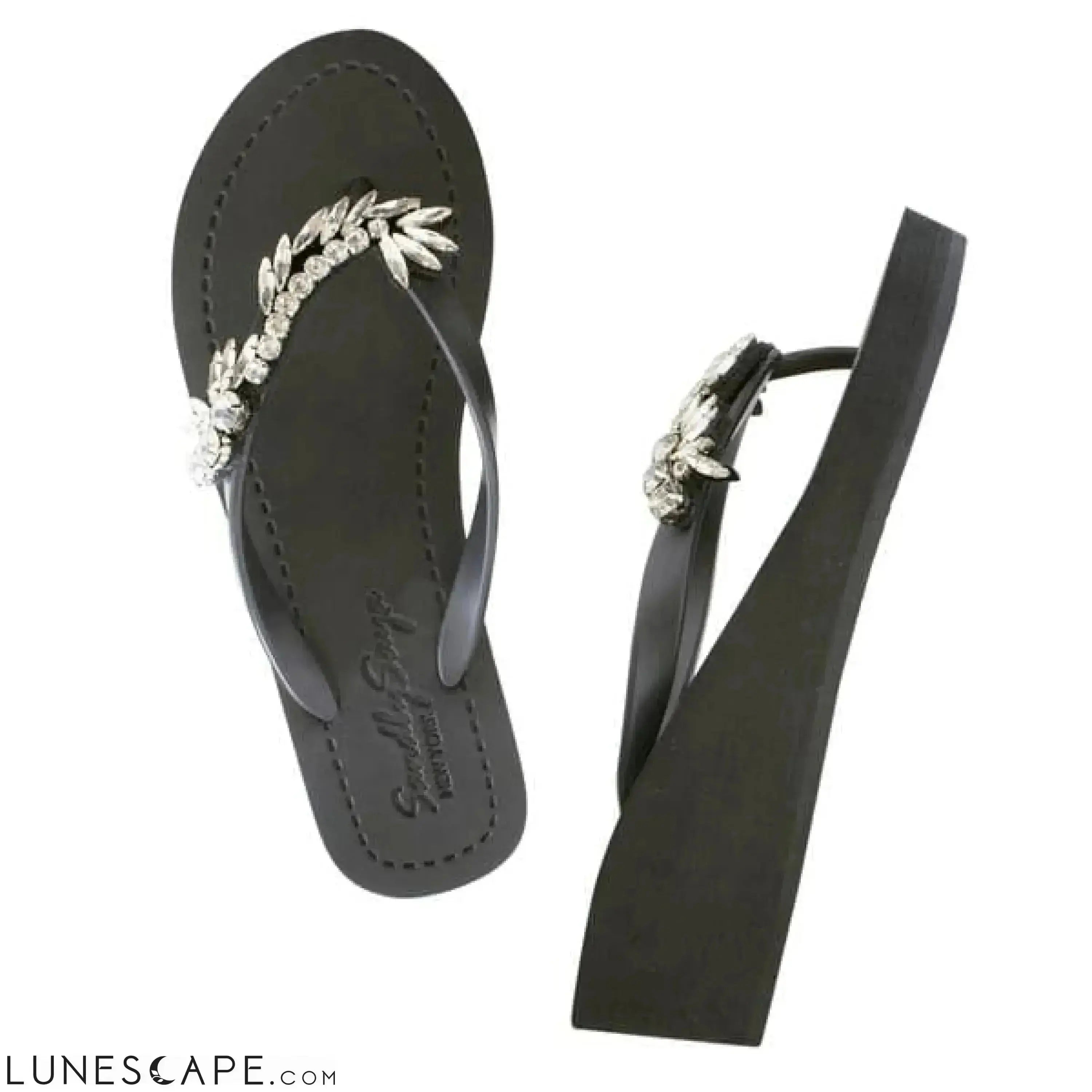 Nomad - Rhinestone Mid Wedge Flip Flops LUNESCAPE