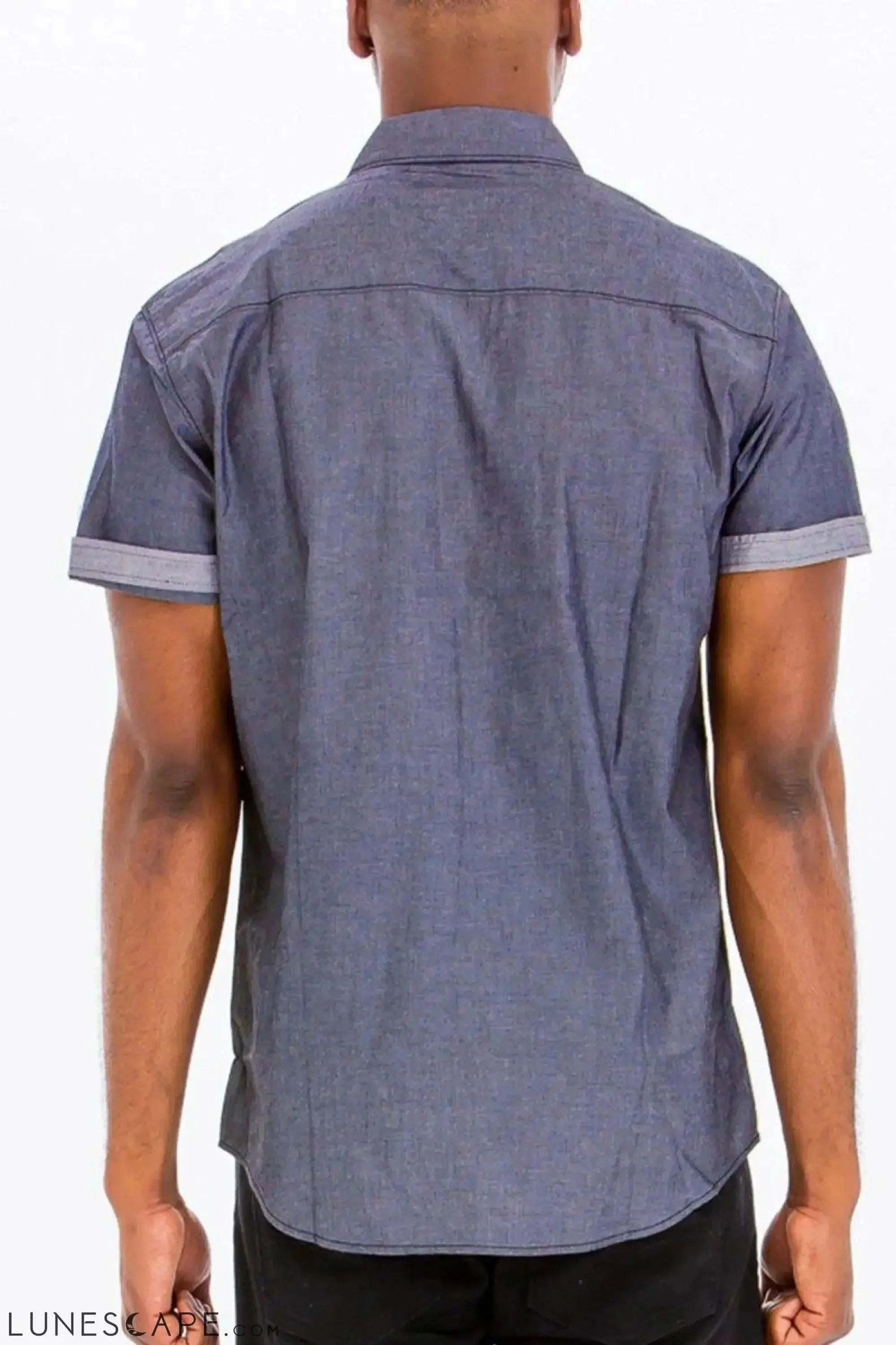 OUTLINE STITCH SHORT SLEEVE BUTTON DOWN SHIRT LUNESCAPE