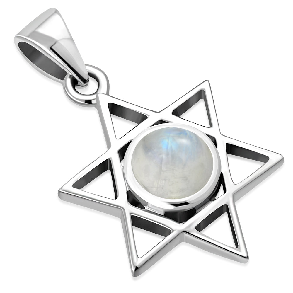 Moonstone Star of David Silver Pendant