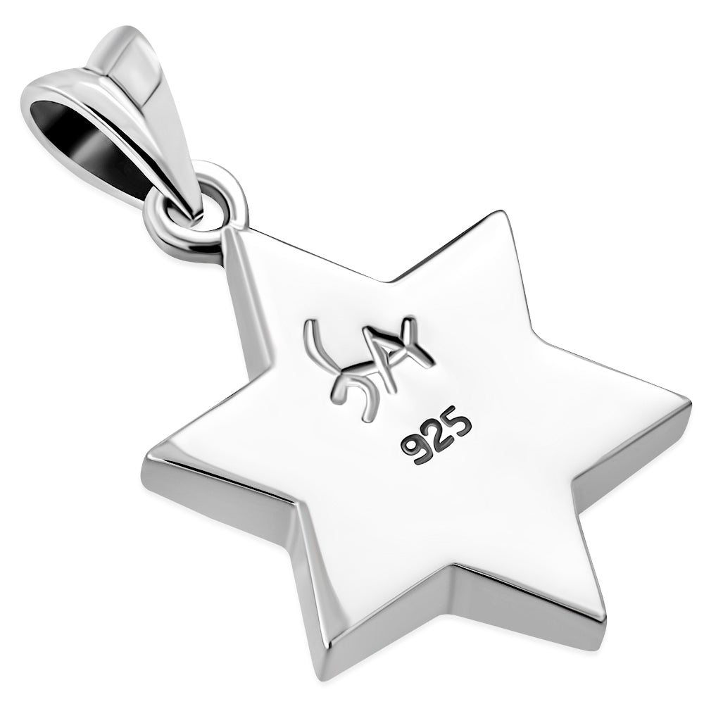 Abalone Shell Star of David Silver Pendant