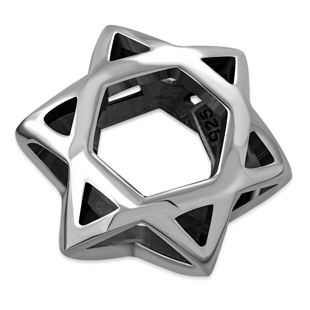 Unique Plain Silver Star of David Pendant