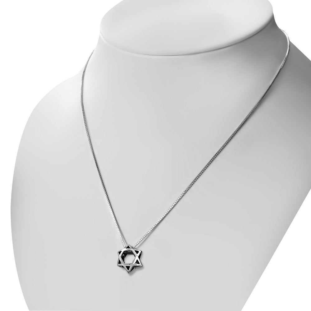 Unique Plain Silver Star of David Pendant