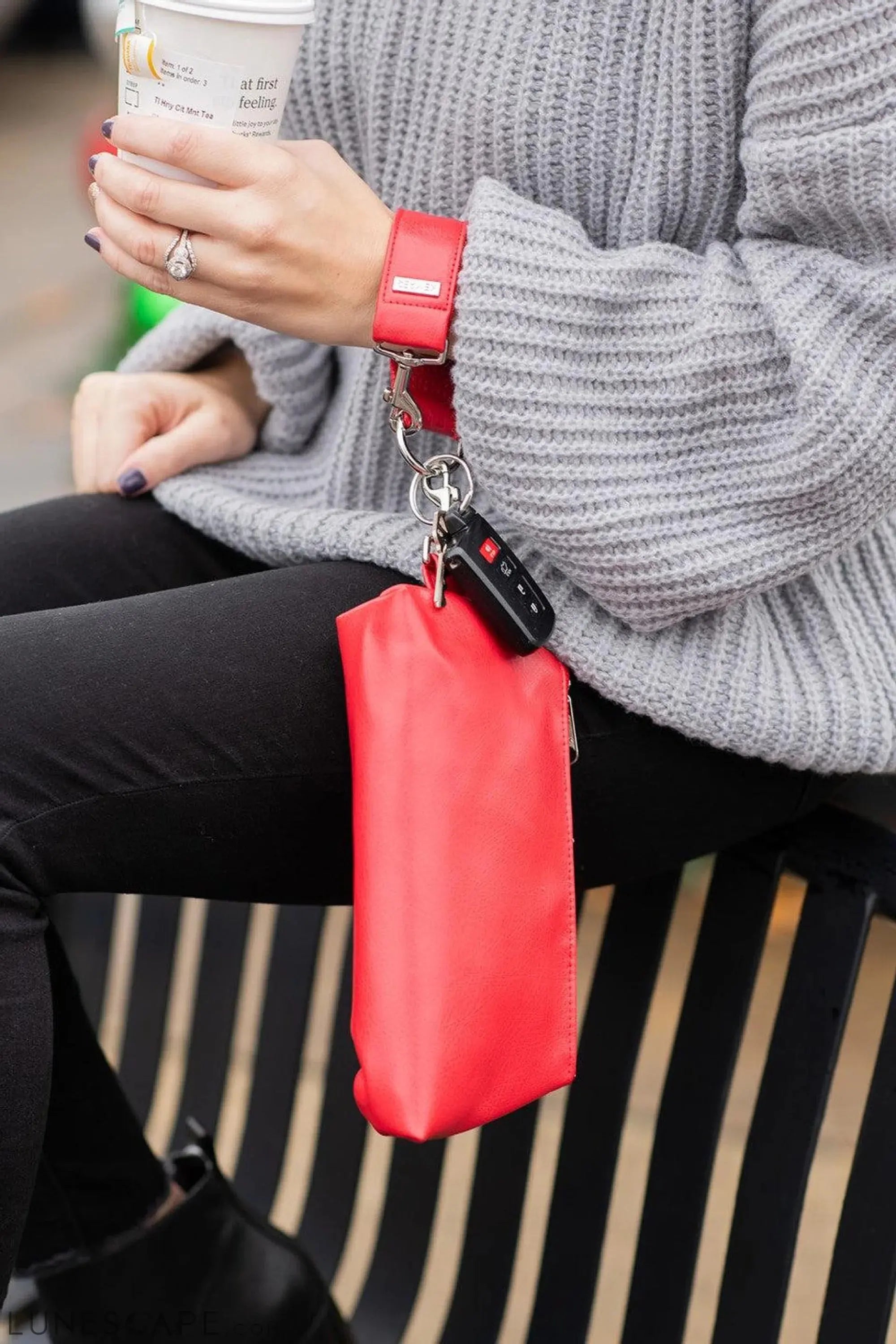 Perfect Red Vegan Leather 2-Piece WRISTLET SET LUNESCAPE