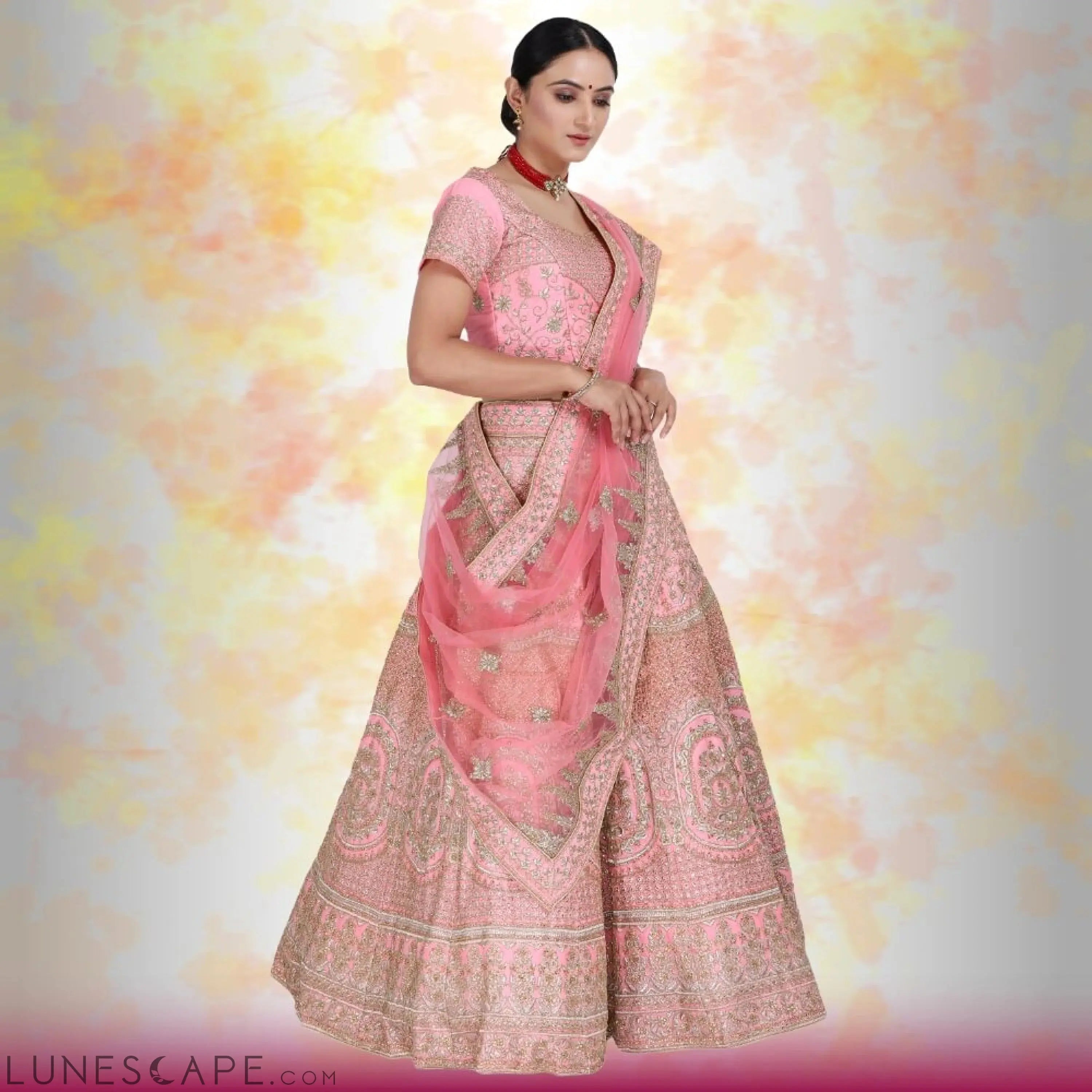 Pink Bridal Lehenga for Wedding LUNESCAPE
