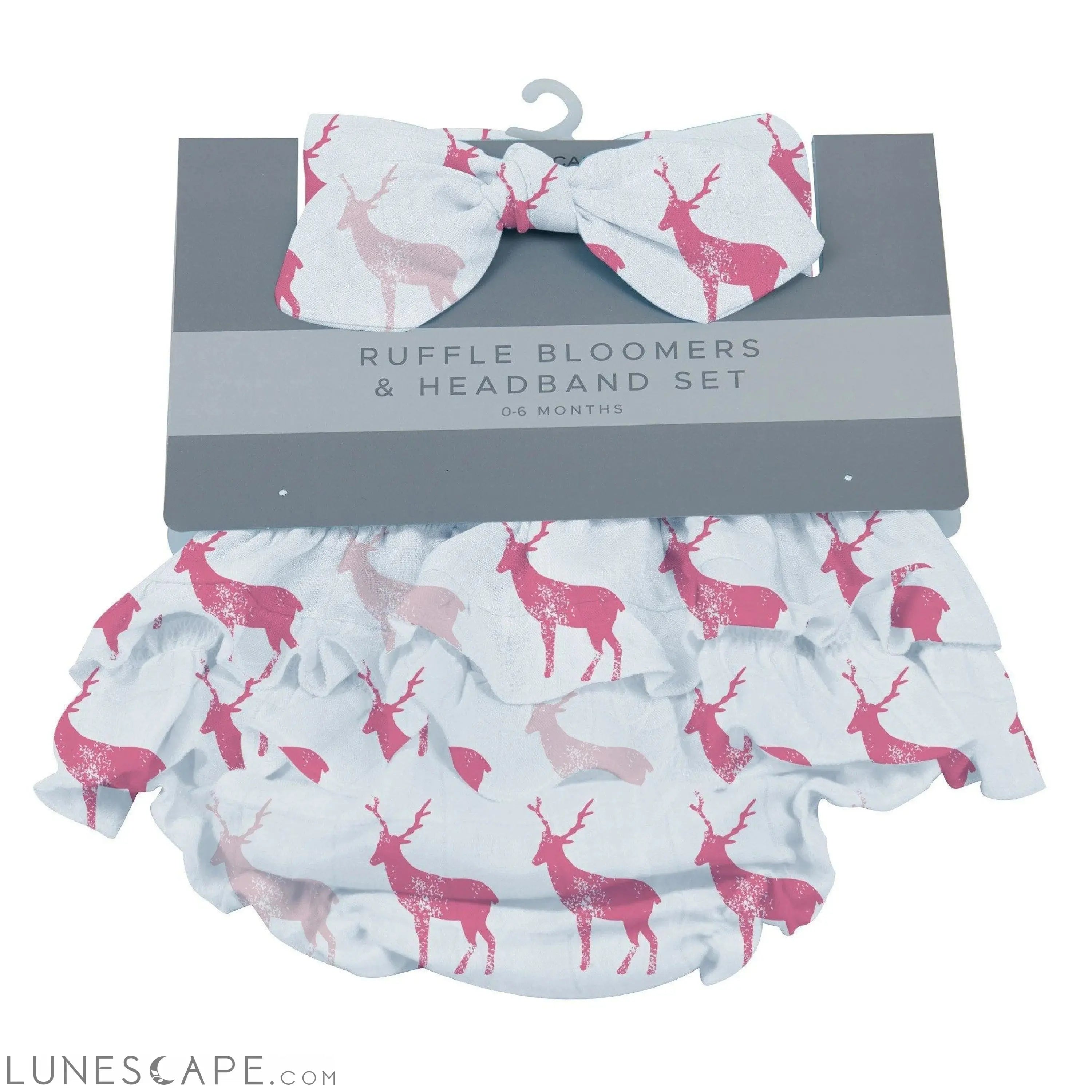 Pink Deer Ruffle Bloomers and Headband Set LUNESCAPE