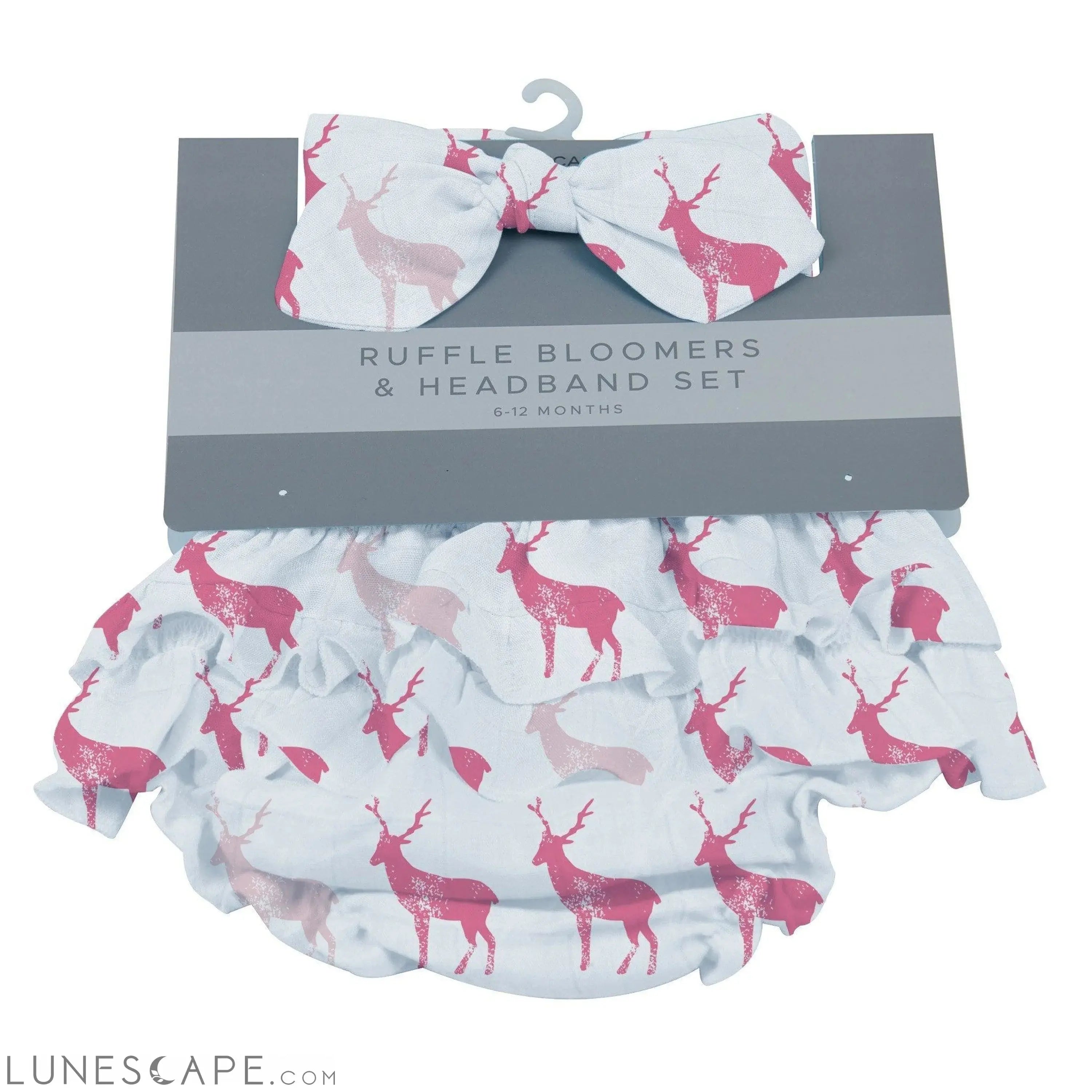 Pink Deer Ruffle Bloomers and Headband Set LUNESCAPE