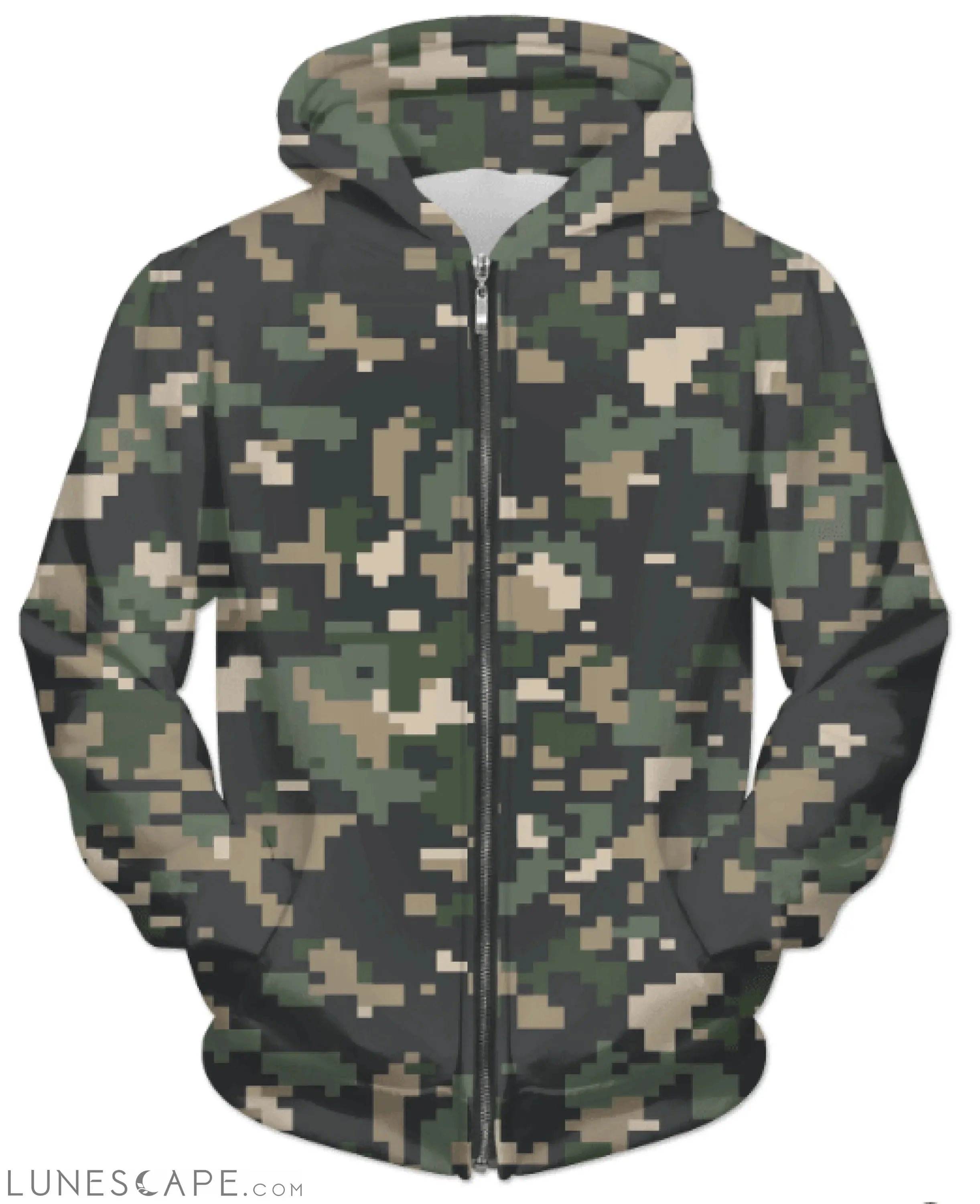 Pixel Camo Zipped Fleece Jacket LUNESCAPE