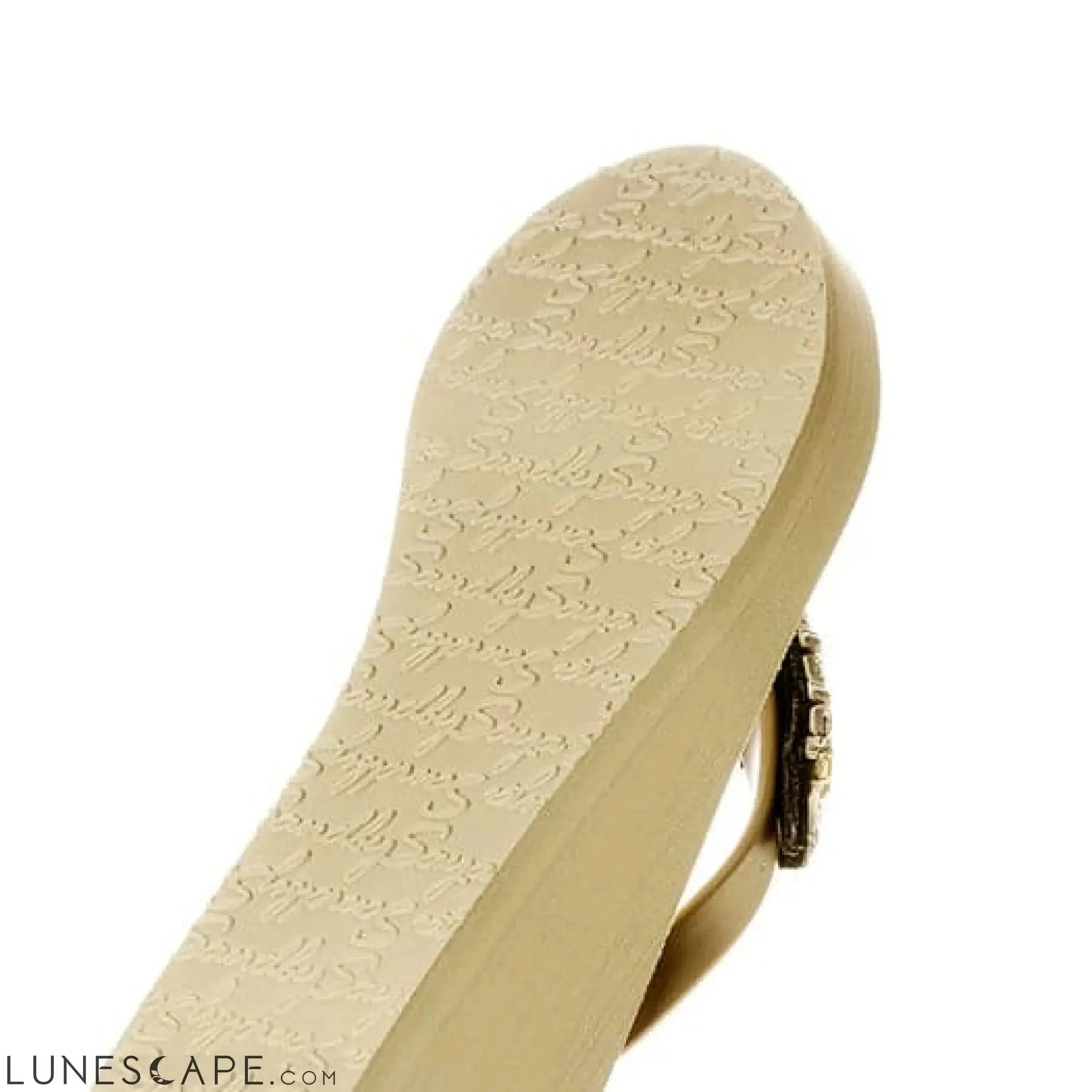 Rockaway Stripe - Rhinestone & Ruffle Mid Wedge Flip Flops LUNESCAPE