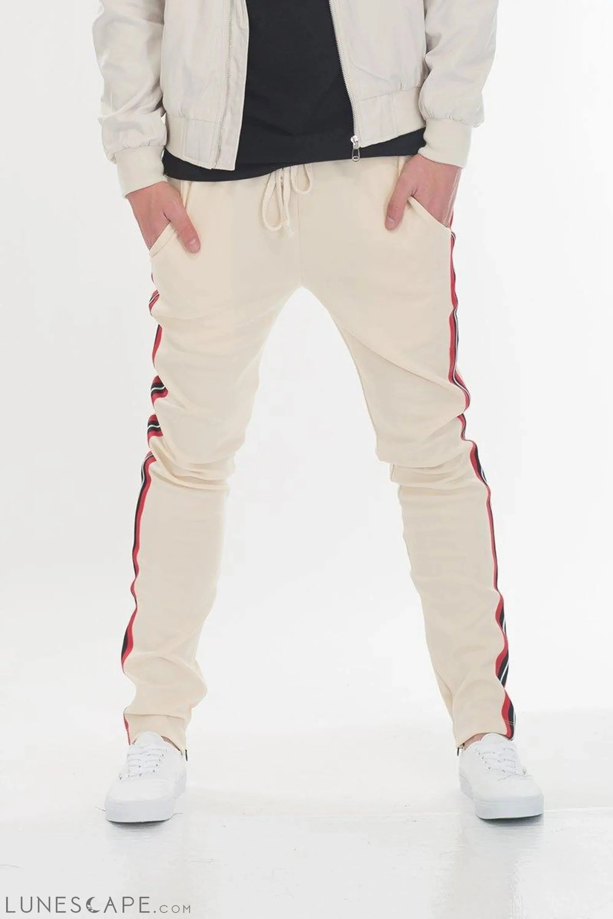 SHIELD TAPED MENS LOUNGE PANTS - WHITE LUNESCAPE