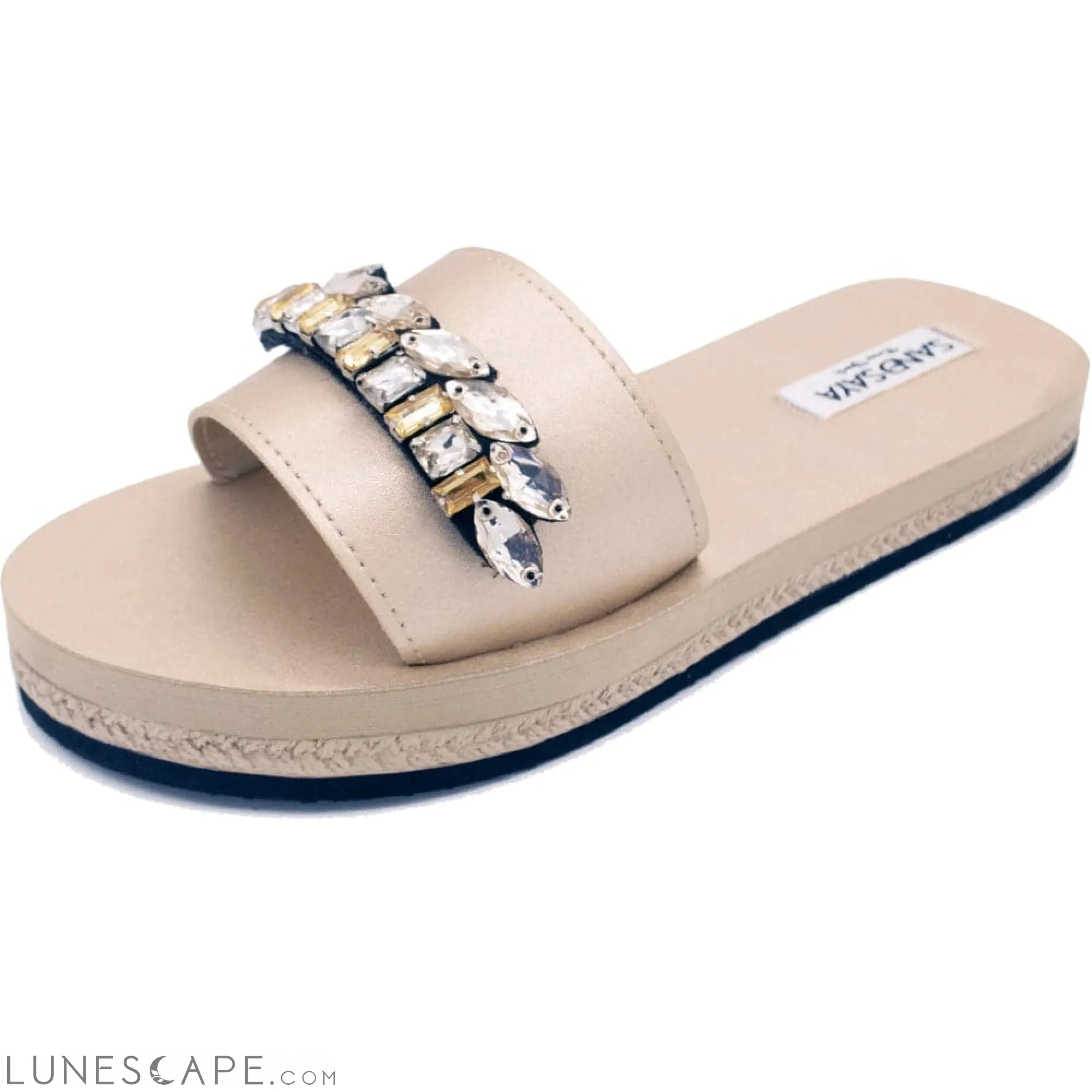 Smith - Gold Leaf Embellished Waterproof Espadrille Flat for Women LUNESCAPE
