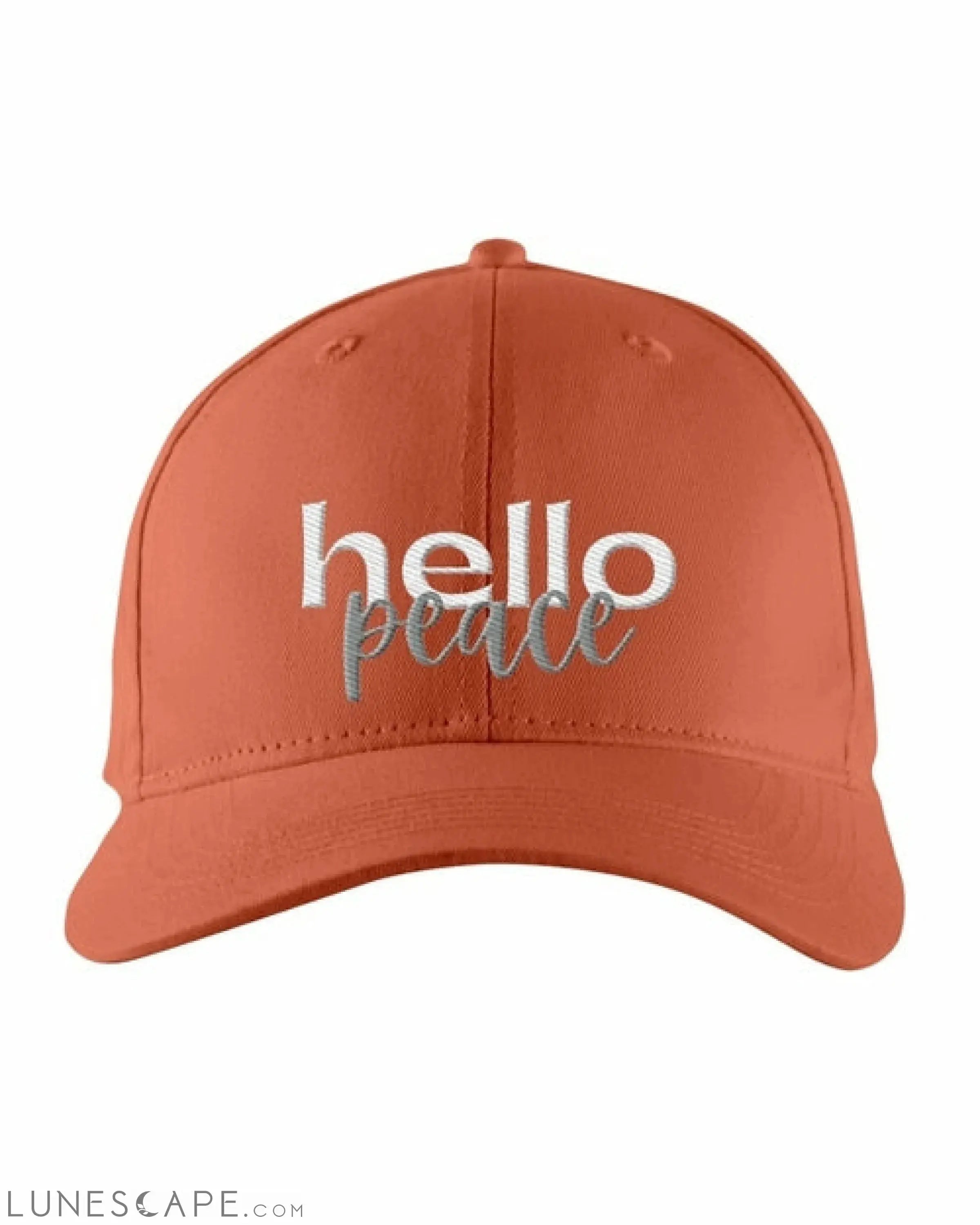 Snapback Cap - Hello Peace Embroidered Hat / White Text LUNESCAPE
