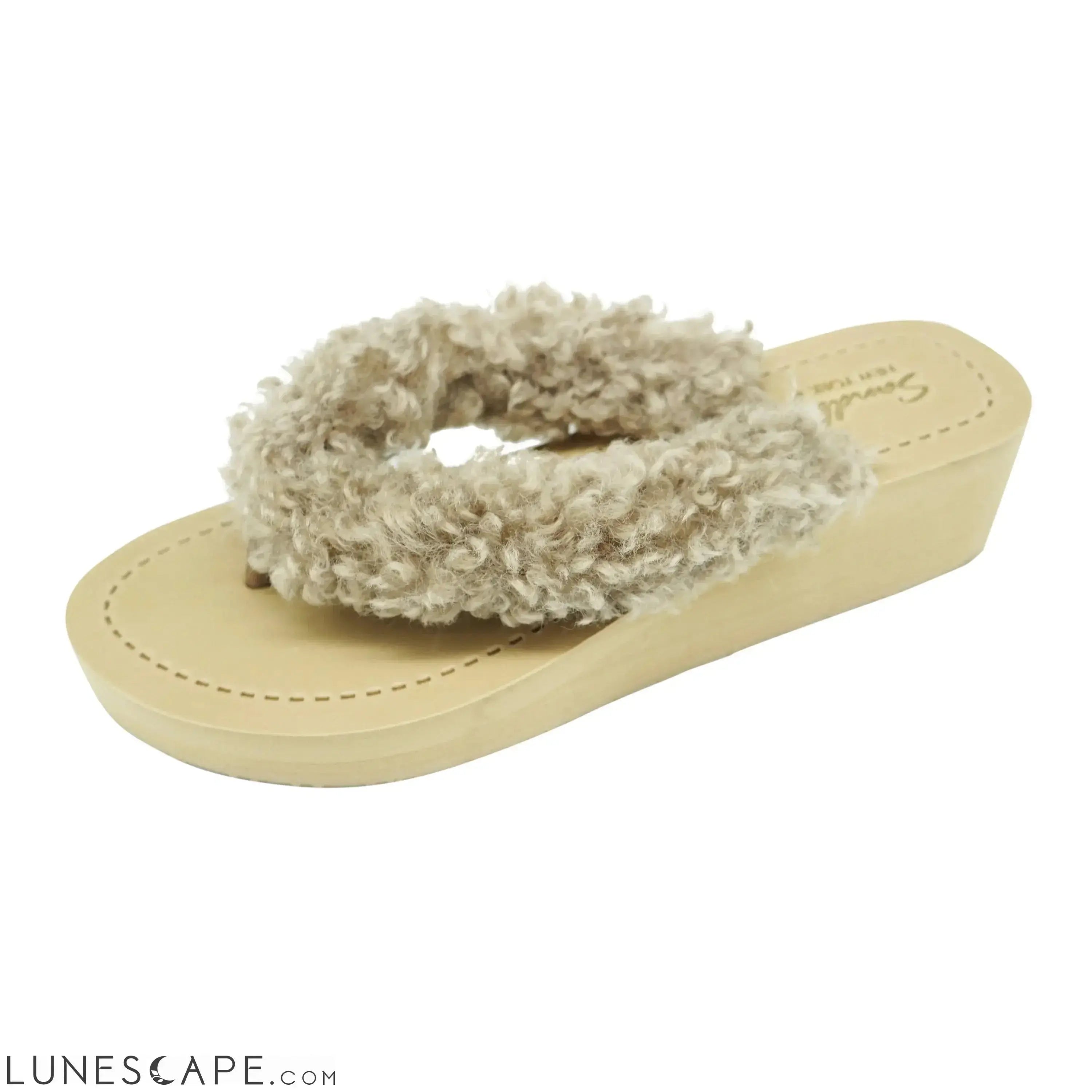 Teddy Shearling - Mid Wedge Flip Flops Sandal LUNESCAPE